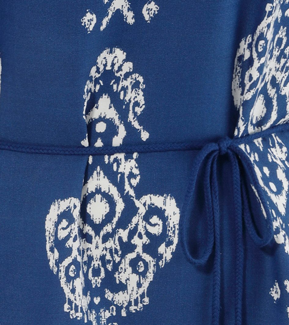 Aniston CASUAL Tuniekjurk met ornamentprint en omgekeerd volant - nieuwe collectie (Met afneembare koordbindband)