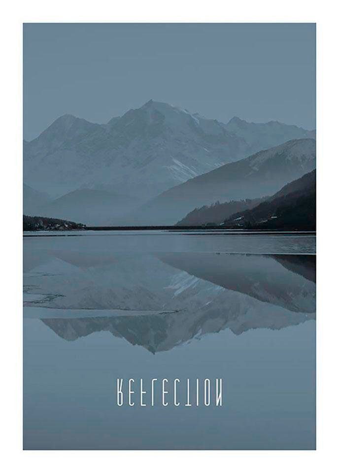 Komar Poster World Lake Reflection Steel Hoogte: 40 cm