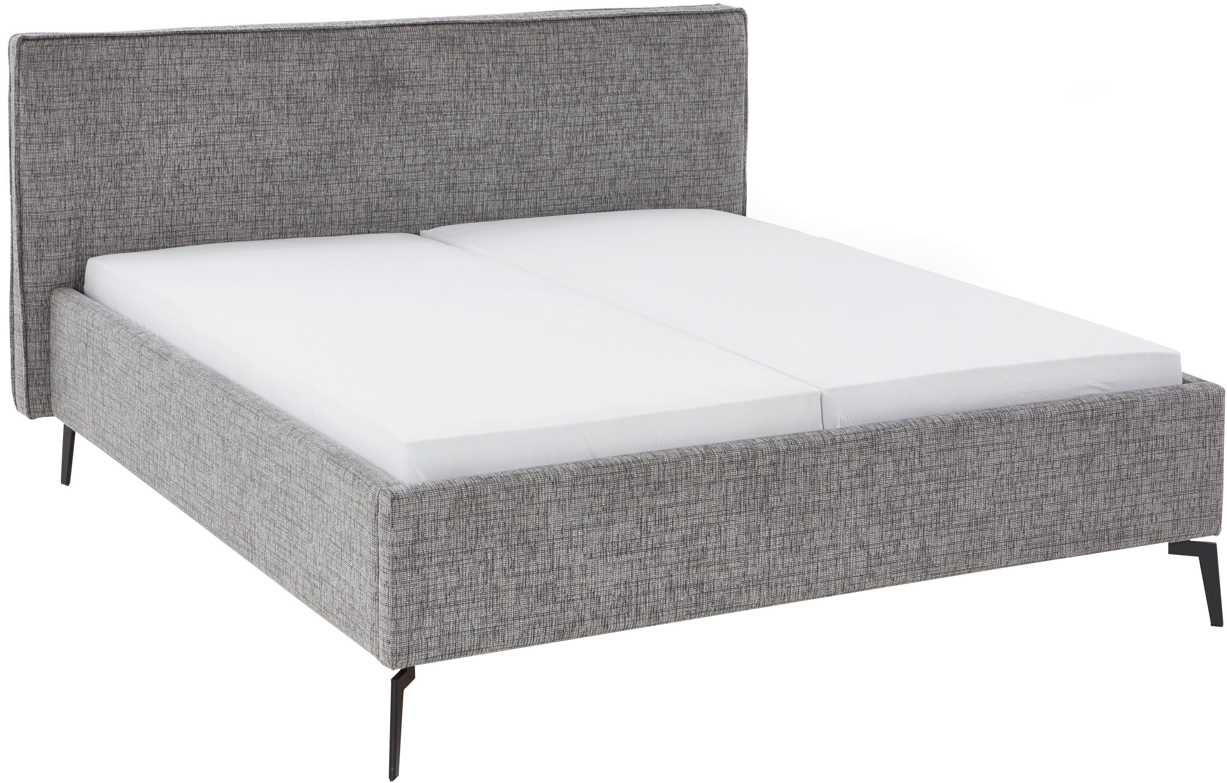 meise.möbel Gestoffeerd bed Riva II met zwarte metalen poten, naar keuze met bedkist