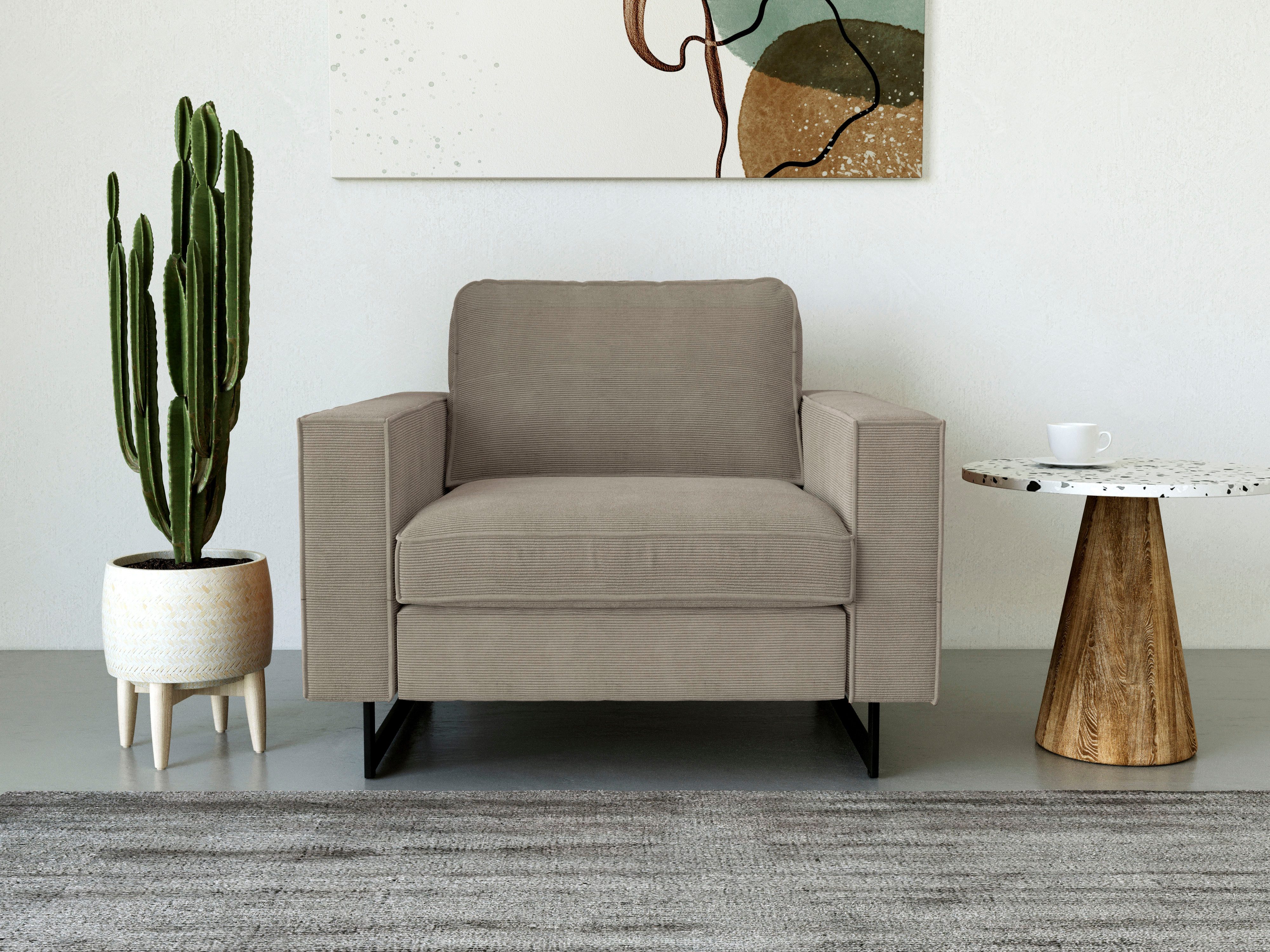 Places of Style Loveseat Pinto 105 cm, cord, chenille, leerlook (set)