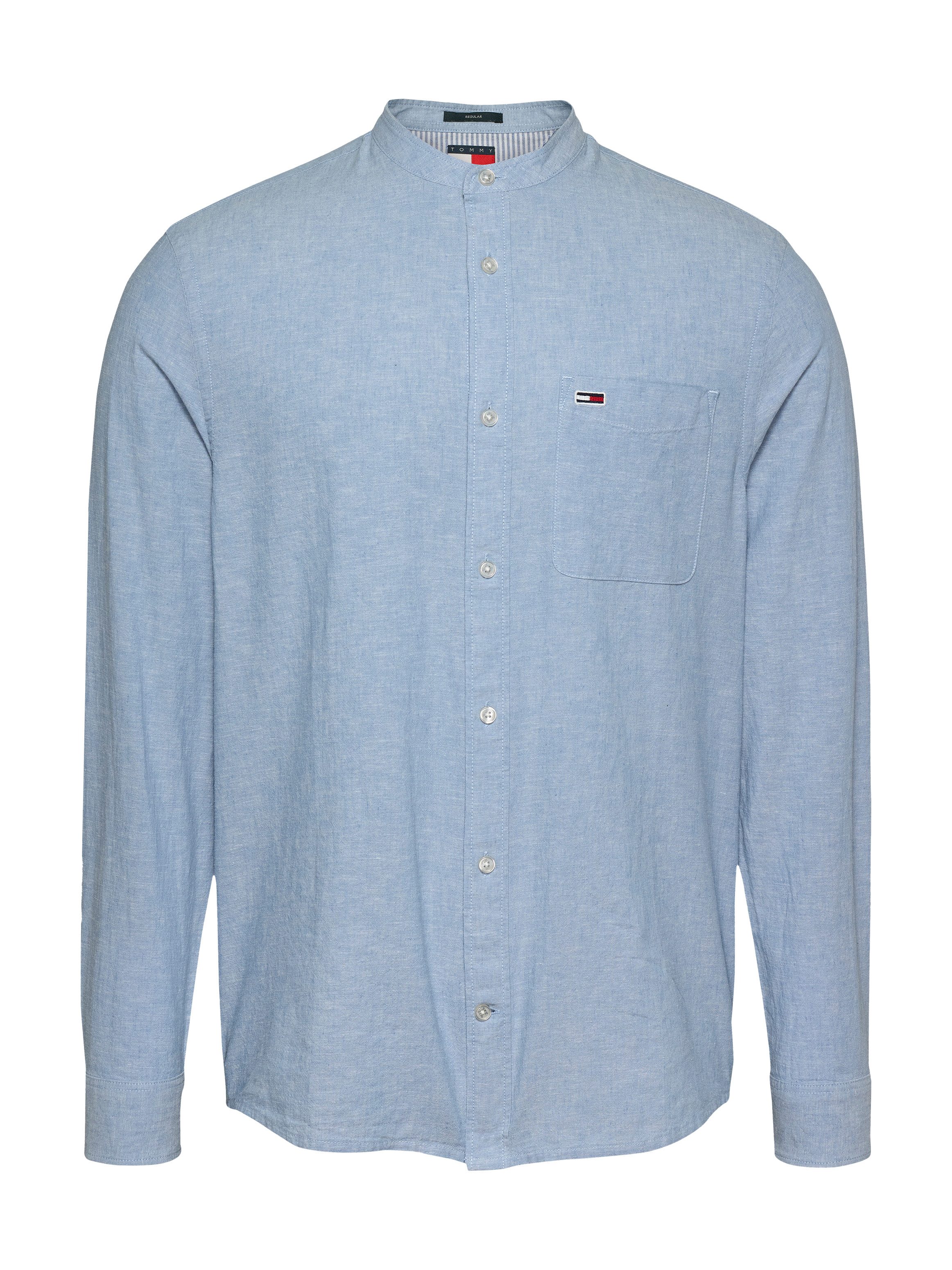 TOMMY JEANS Overhemd met lange mouwen TJM LINEN MIX BAND COLLAR SHIRT