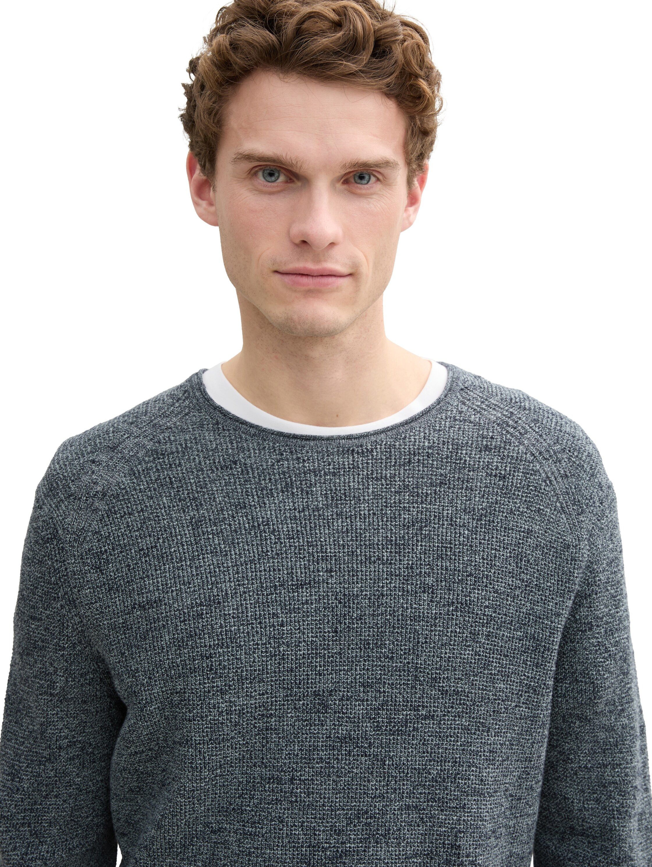 Tom Tailor Trui met ronde hals in gemêleerde look