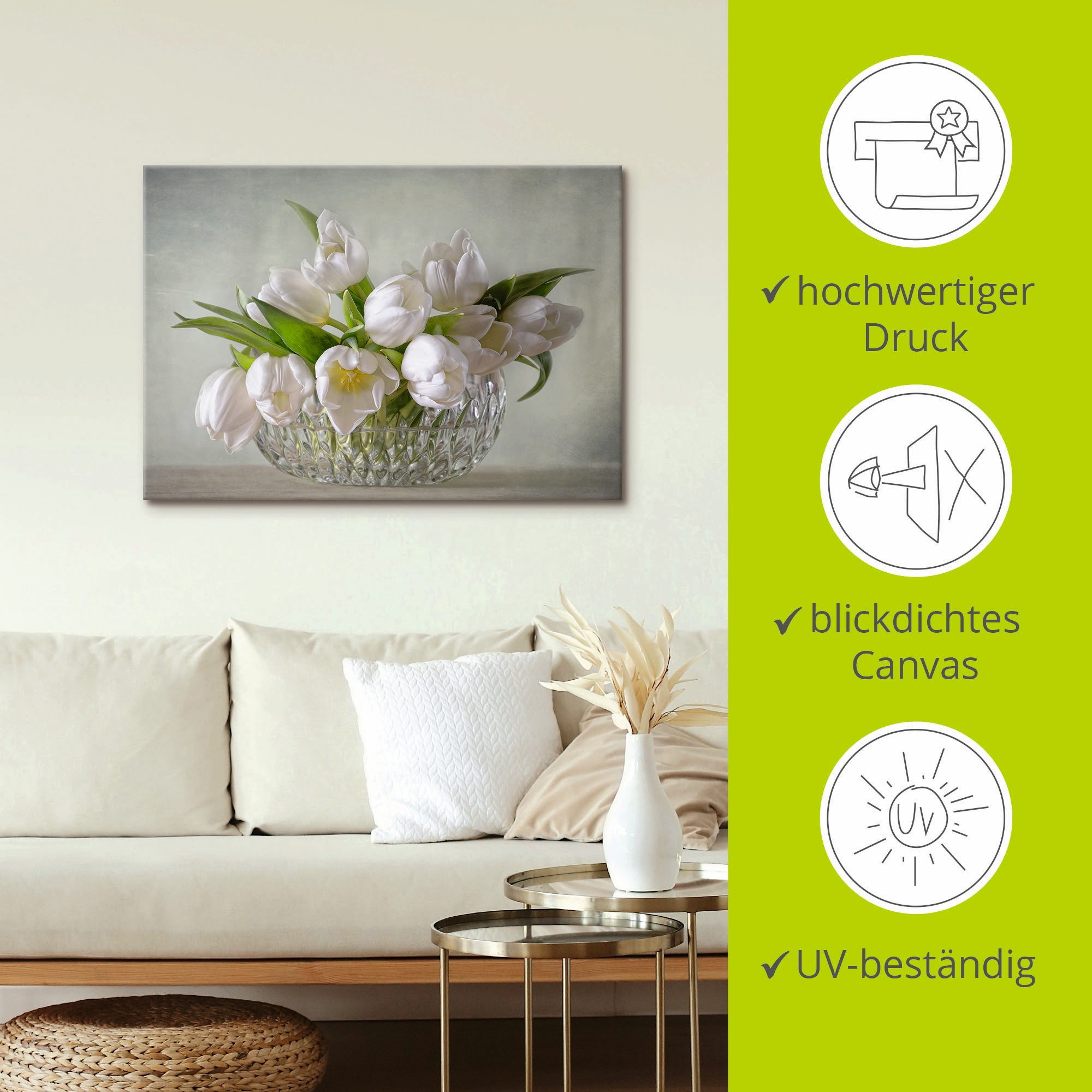 Artland Artprint Witte tulpen als artprint op linnen, poster, muursticker in verschillende maten