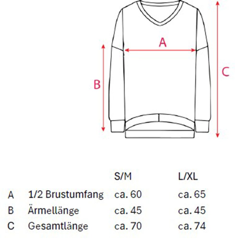 Zwillingsherz Sweatshirt met v-hals en geborduurd "moin" in neonkleuren