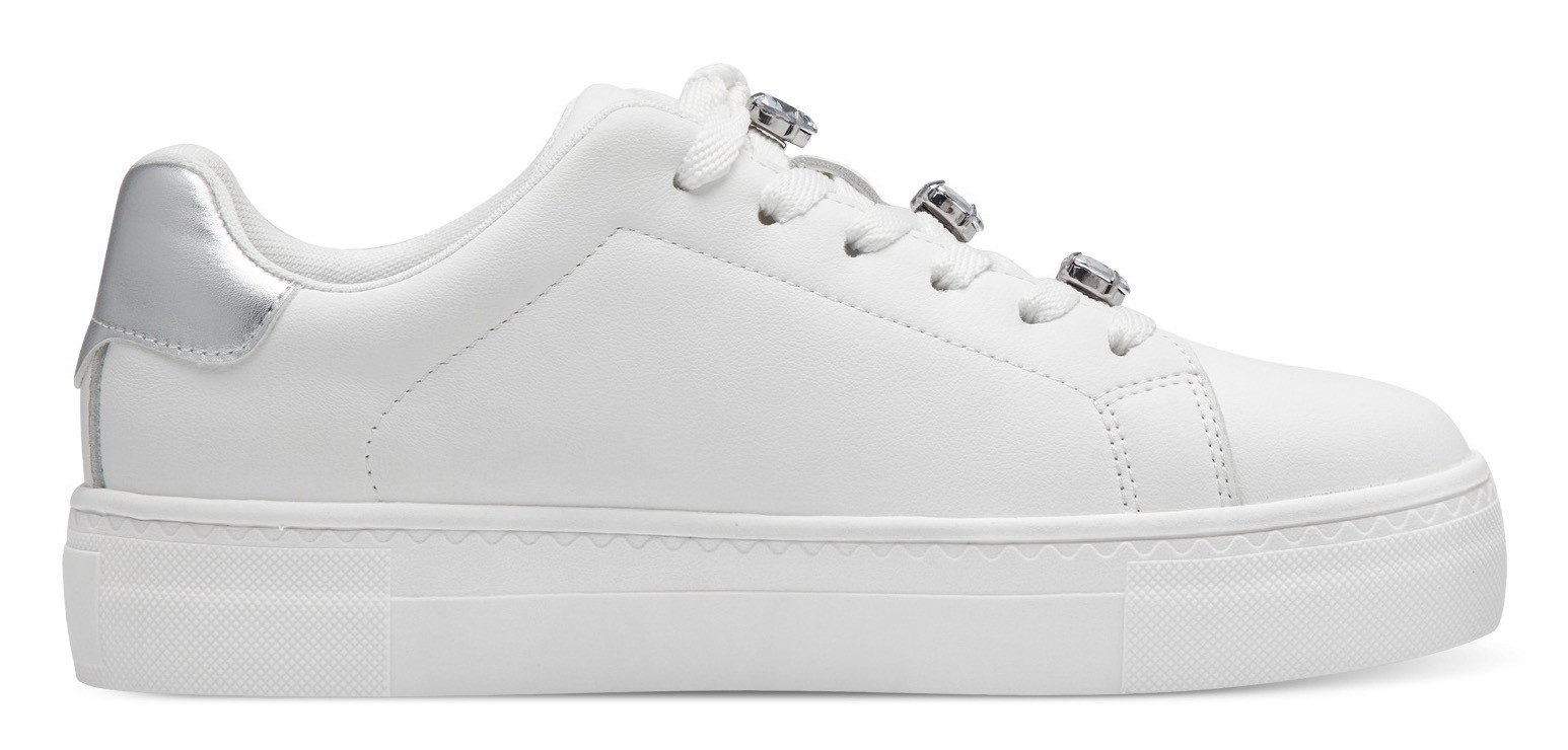 Tamaris Plateausneakers , vrijetijdsschoen, lage schoen, veterschoen versierd met sierstenen