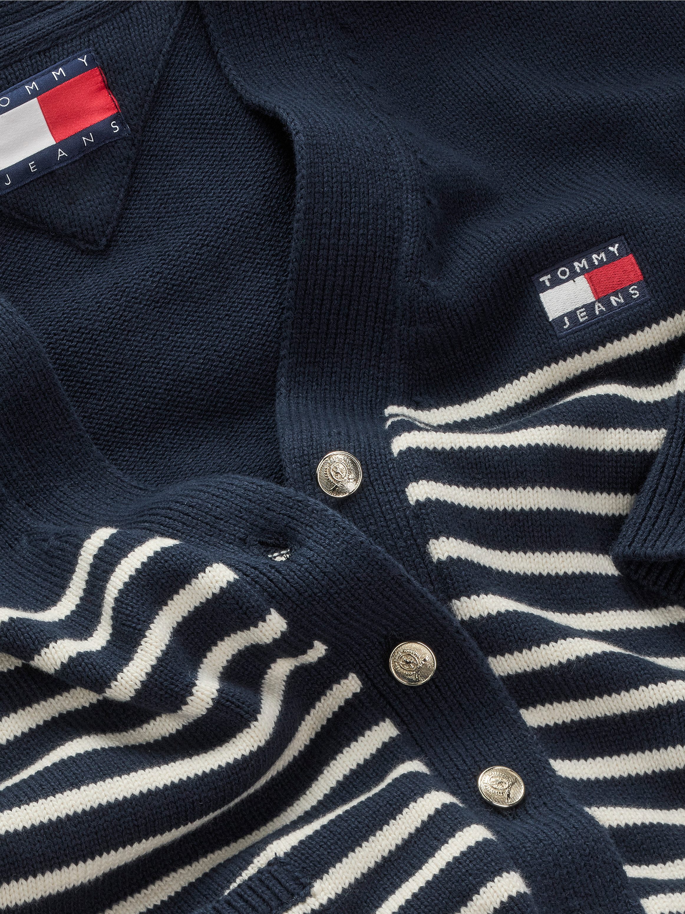 TOMMY JEANS Vest TJW CABLE CARDIGAN met streepjespatroon, zakken