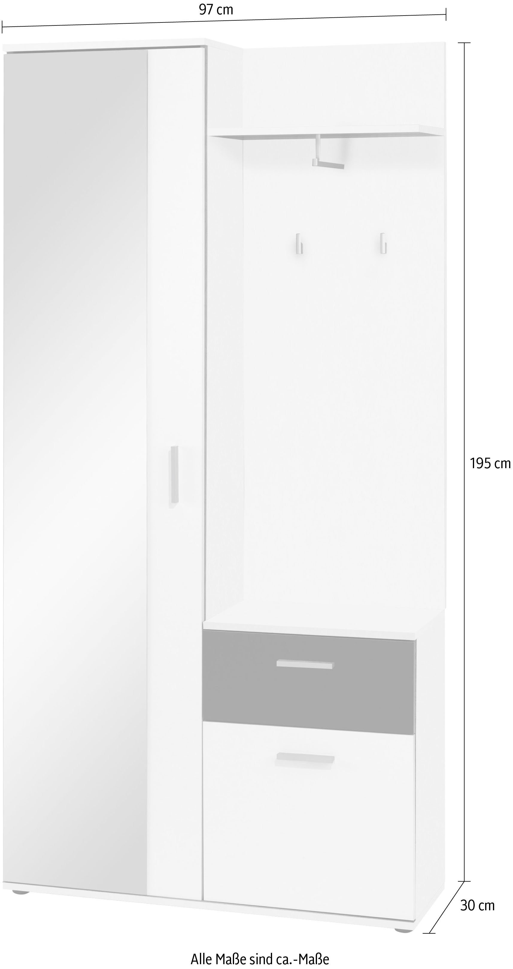 INOSIGN Compact kapstokmeubel Jakob met grote spiegel en planchet, breedte 97 cm