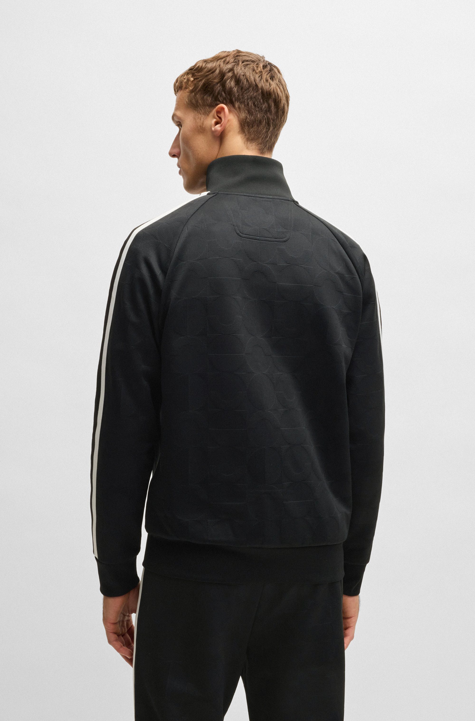 BOSS GREEN Sweatvest Skarley Strip met een subtiel patroon