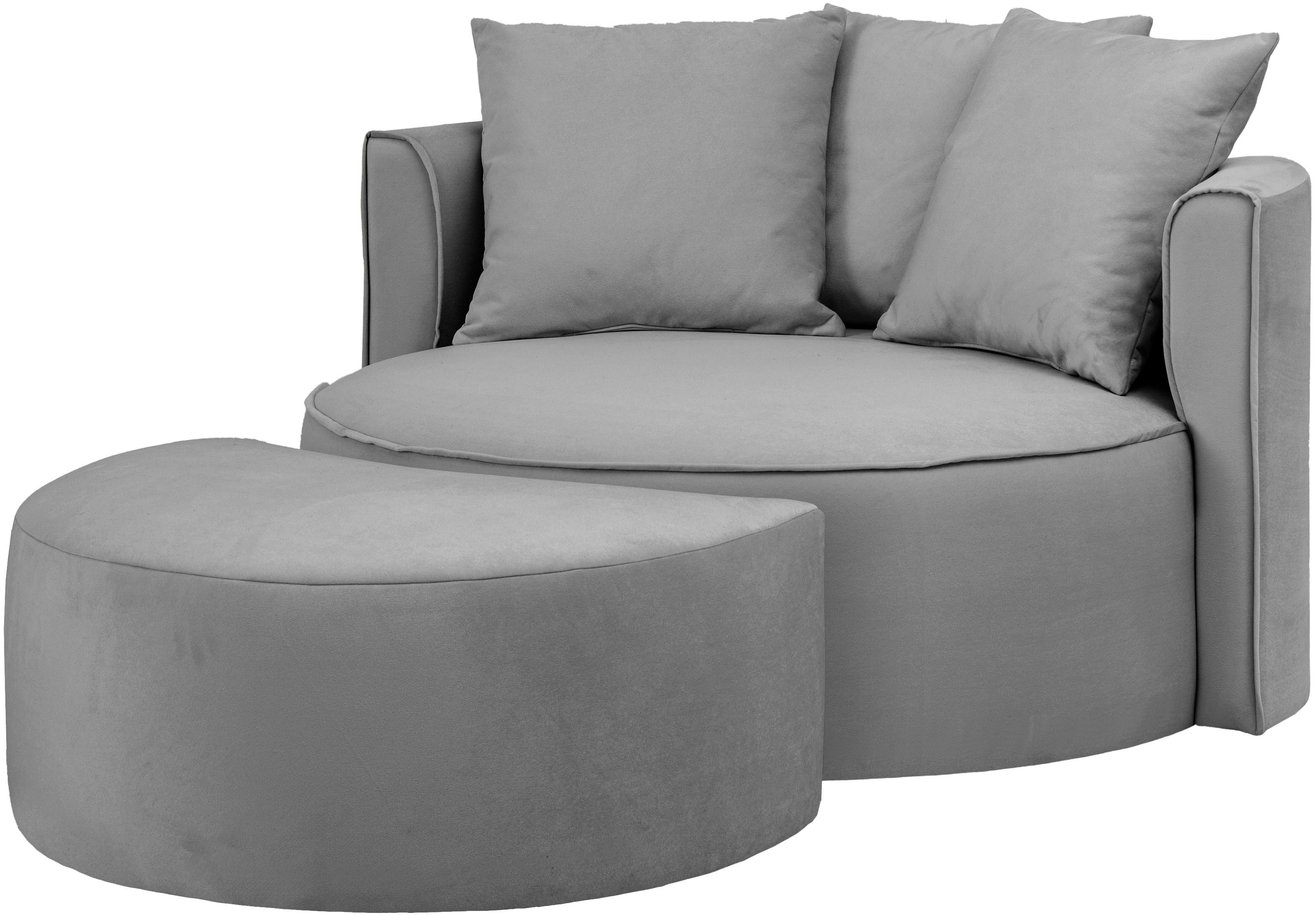 LeGer Home by Lena Gercke XXL-fauteuil Isalie, ronde stoel met voetensteun, leesstoel, loveseat, grote stoel (set)