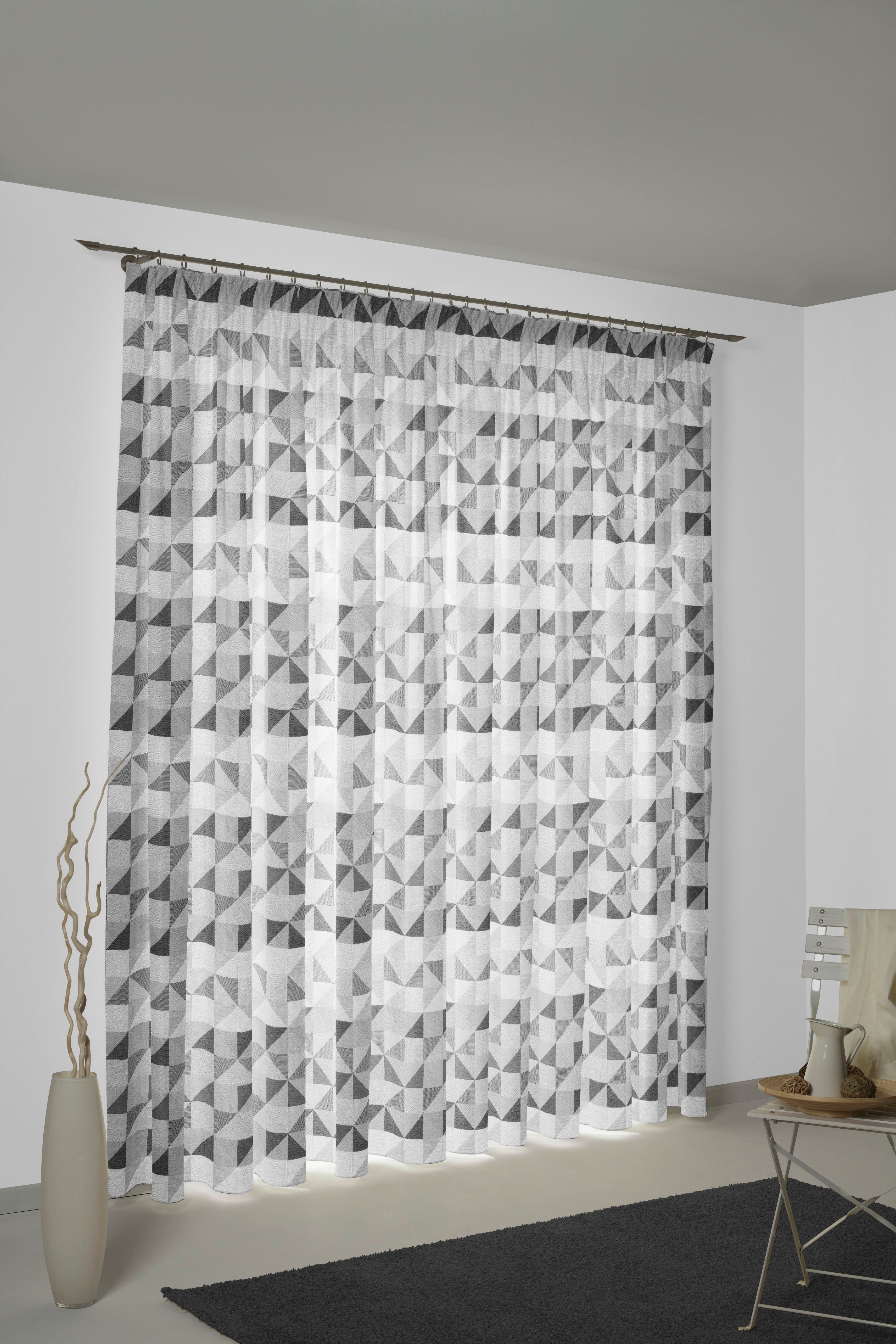 Wirth Gordijn BERLARE (1 stuk) kant & klaar gordijnen maat 132 cm x 375 cm grijs