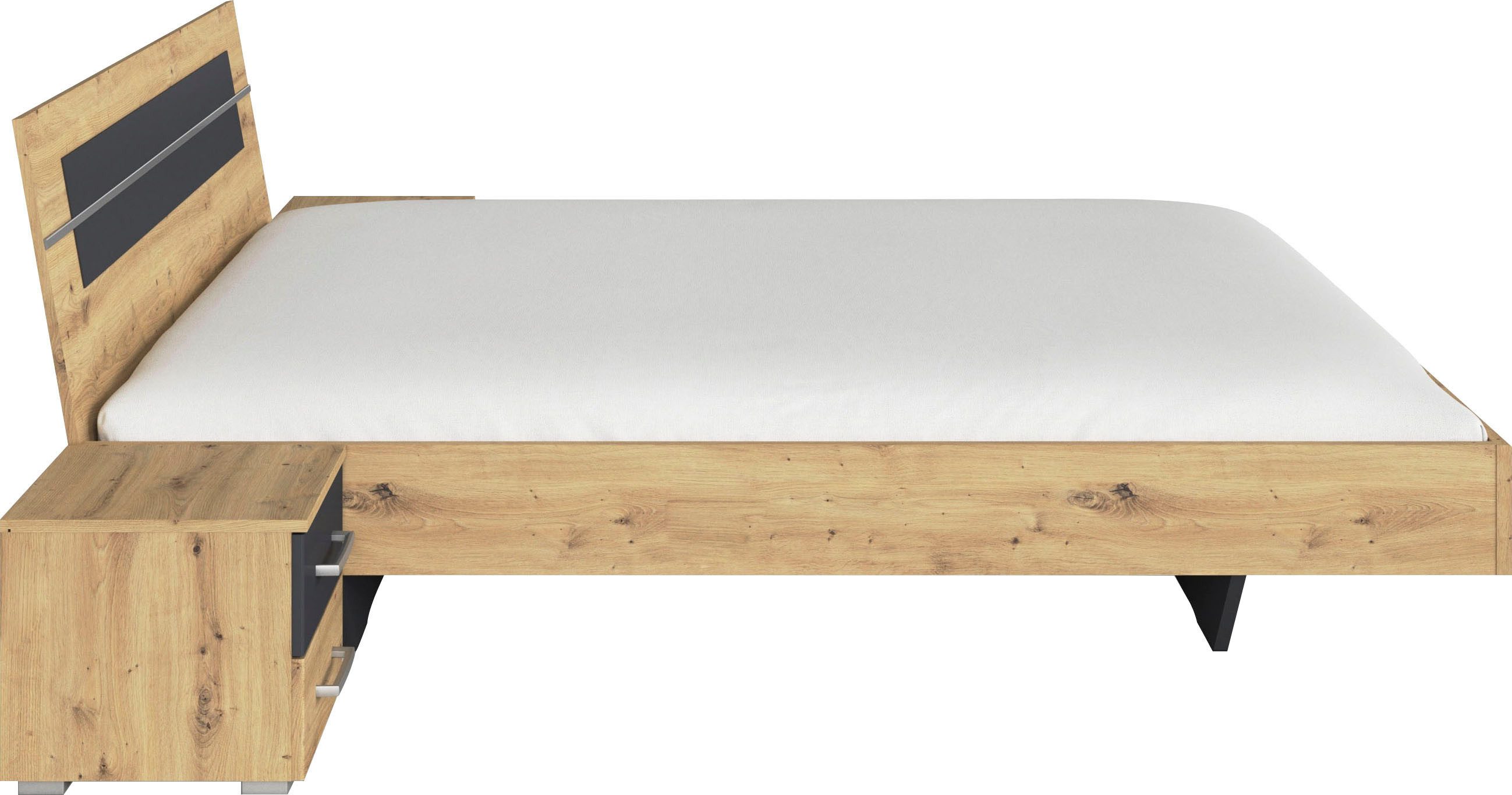 rauch Ledikant Tweepersoons futonbed BURANO in zwevende look en afgebakend hoofdeinde met 2 nachttafels made in germany (set)