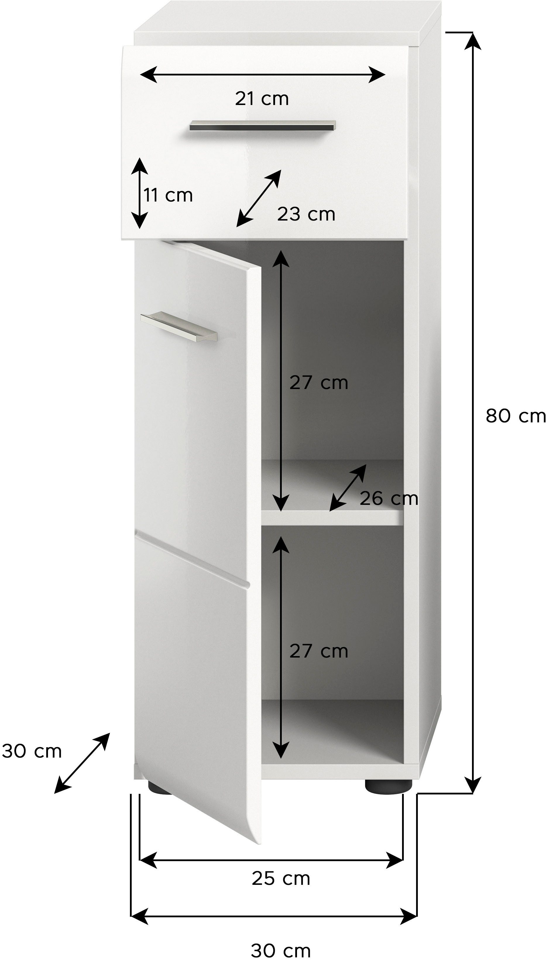 INOSIGN Onderkast FLORENZ, TOPSELLER!, Hoogte 80 cm, 1 deur, 1 lade Deuraanslag verwisselbaar, hoogwaardige MDF front, badkamerkast, bad