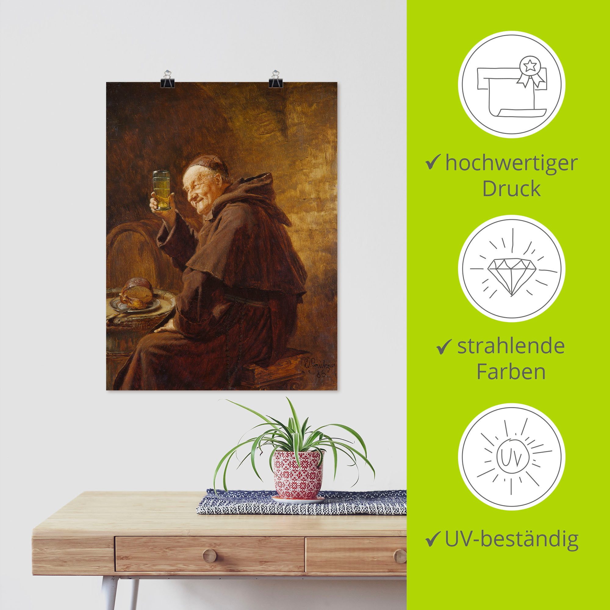 Artland Artprint Monnik bij het wijn proeven. als artprint op linnen, poster in verschillende formaten maten