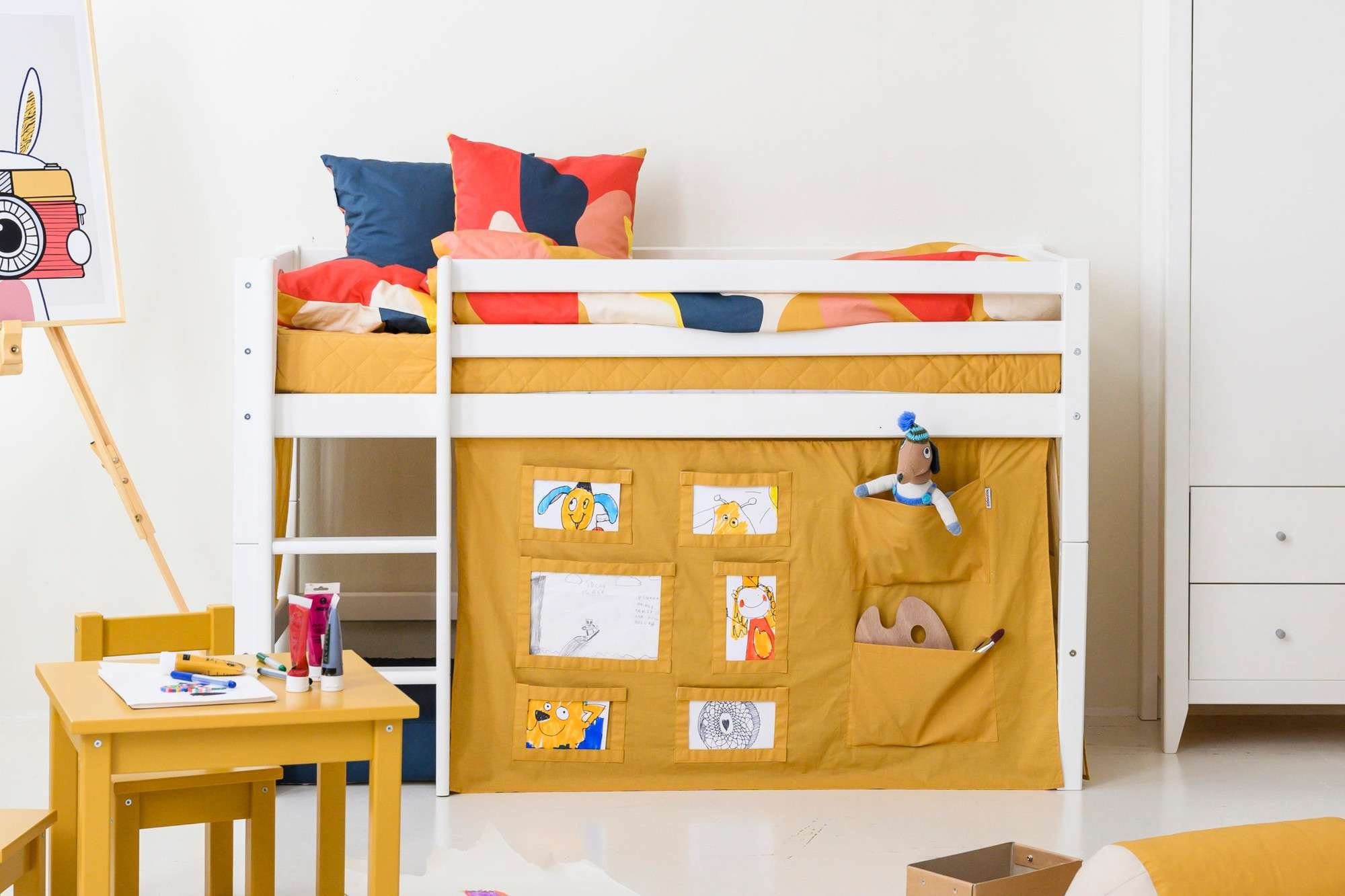Hoppekids Hoogslaper ECO Dream, kinderbed, speelbed, halfhoog bed van massief hout