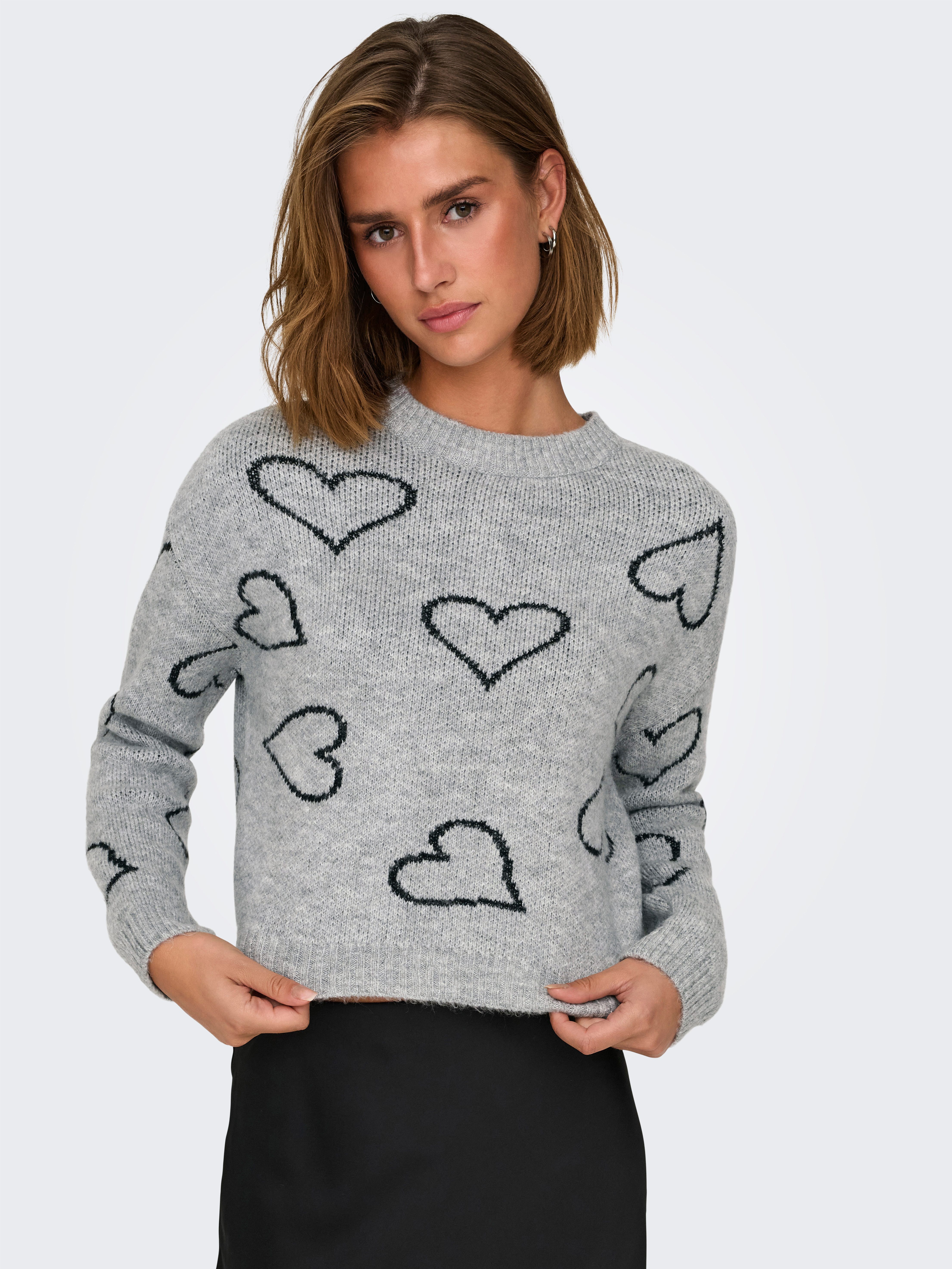 Only Trui met ronde hals ONLHAPPIE LS HEART O-NECK KNT