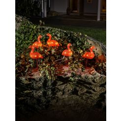 konstsmide kerstfiguur led acryl flamingo's, set van 5, 40 amberkleurige dioden (1 stuk) oranje