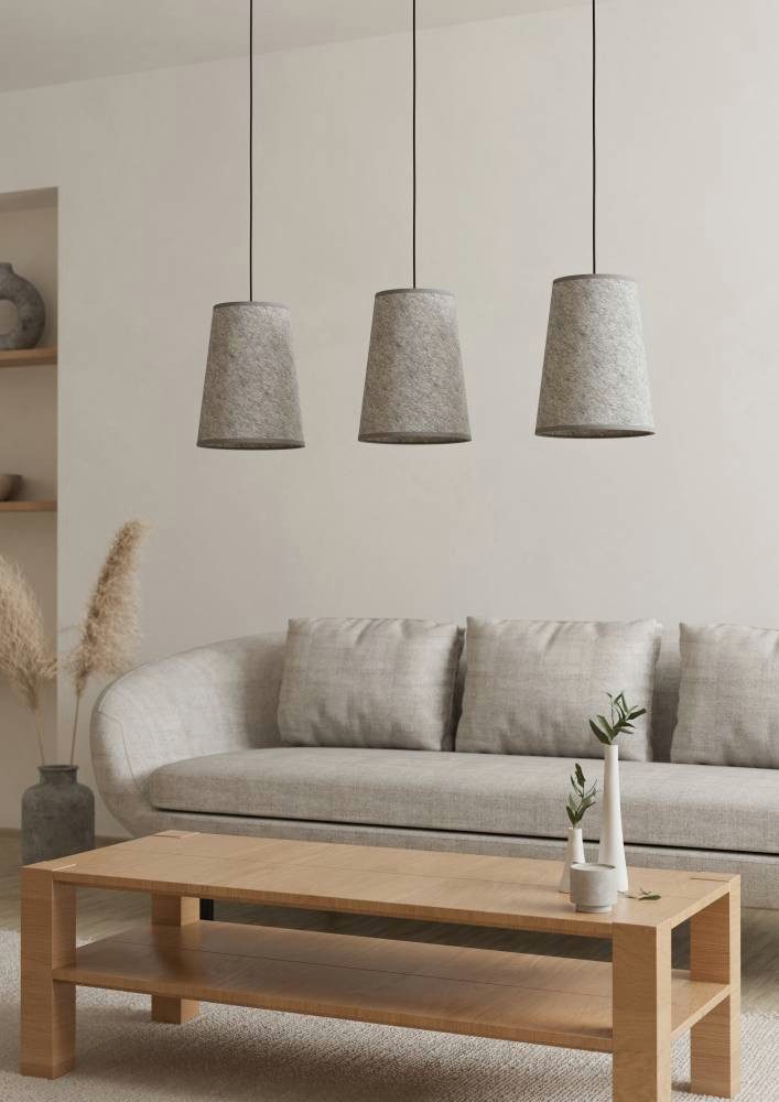 EGLO Hanglamp ALSAGER Hanglamp, vilt in grijs en metaal in zwart, E27 fitting, 91 cm (1 stuk)