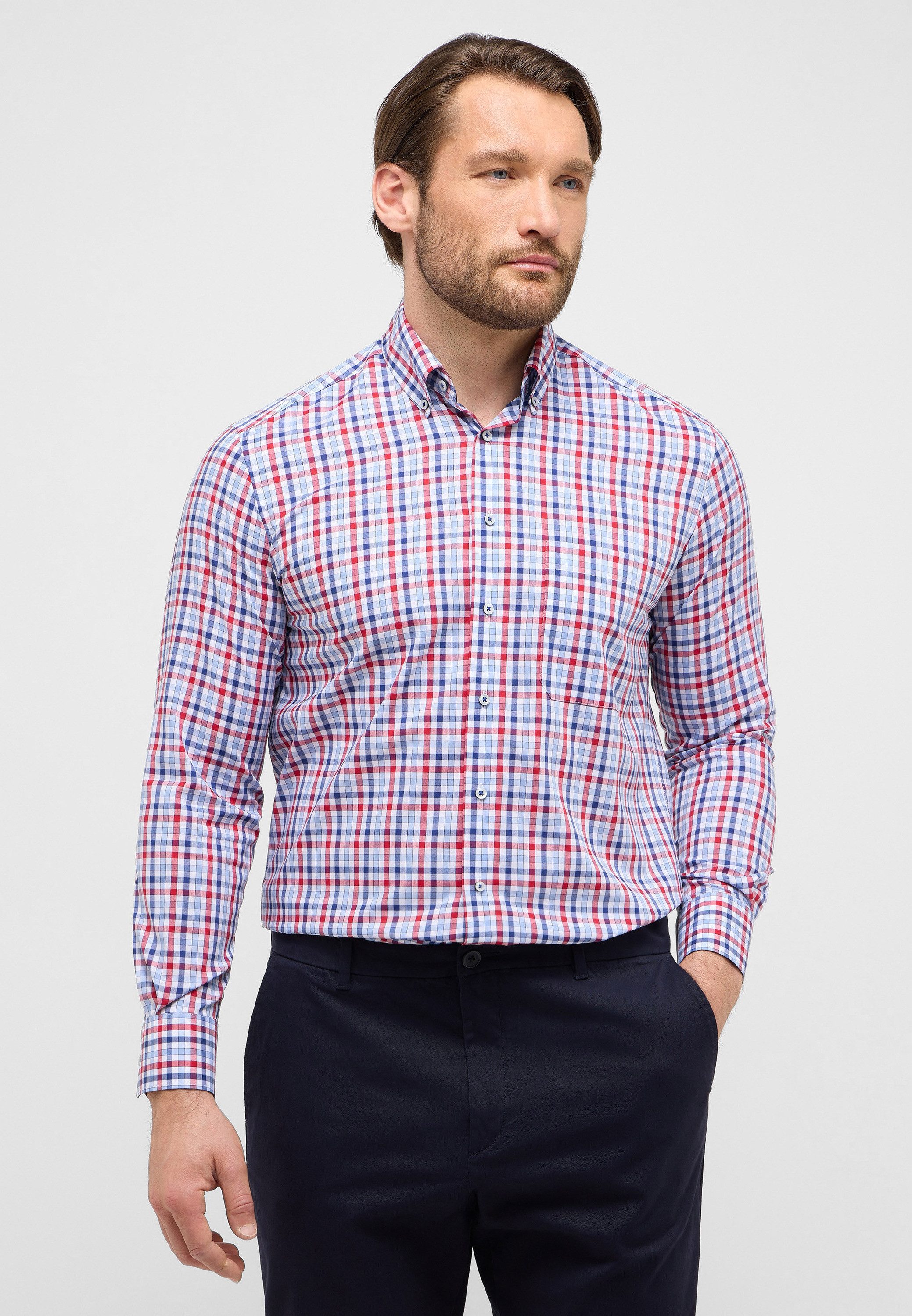 Eterna Overhemd met lange mouwen Comfort fit NON IRON (strijkvrij) heren overhemden maat 44 rood