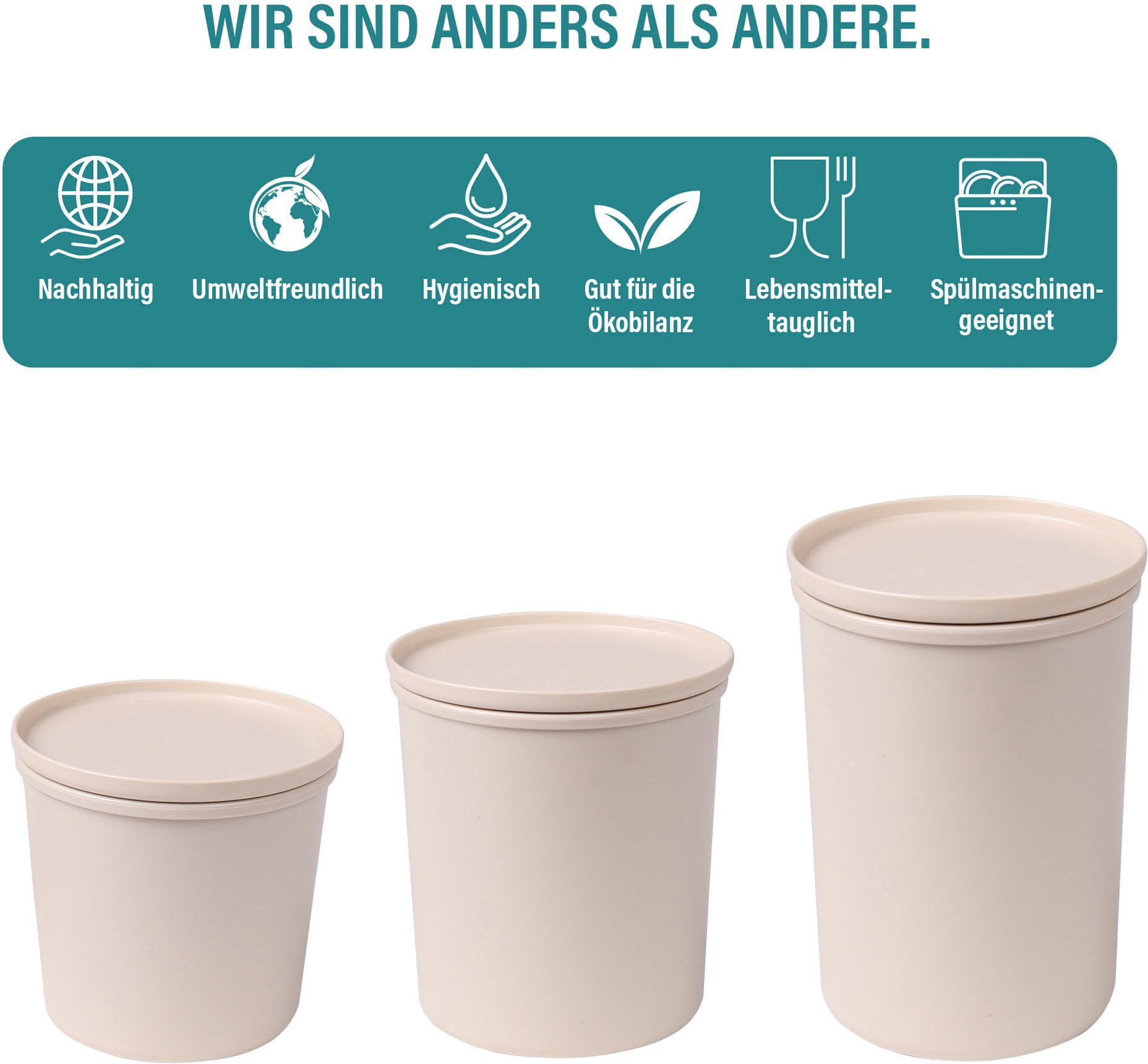 AWAVE® Vershoudtrommel AWAVE met rpet, 500, 800, 1000 ml (set, 3-delig)