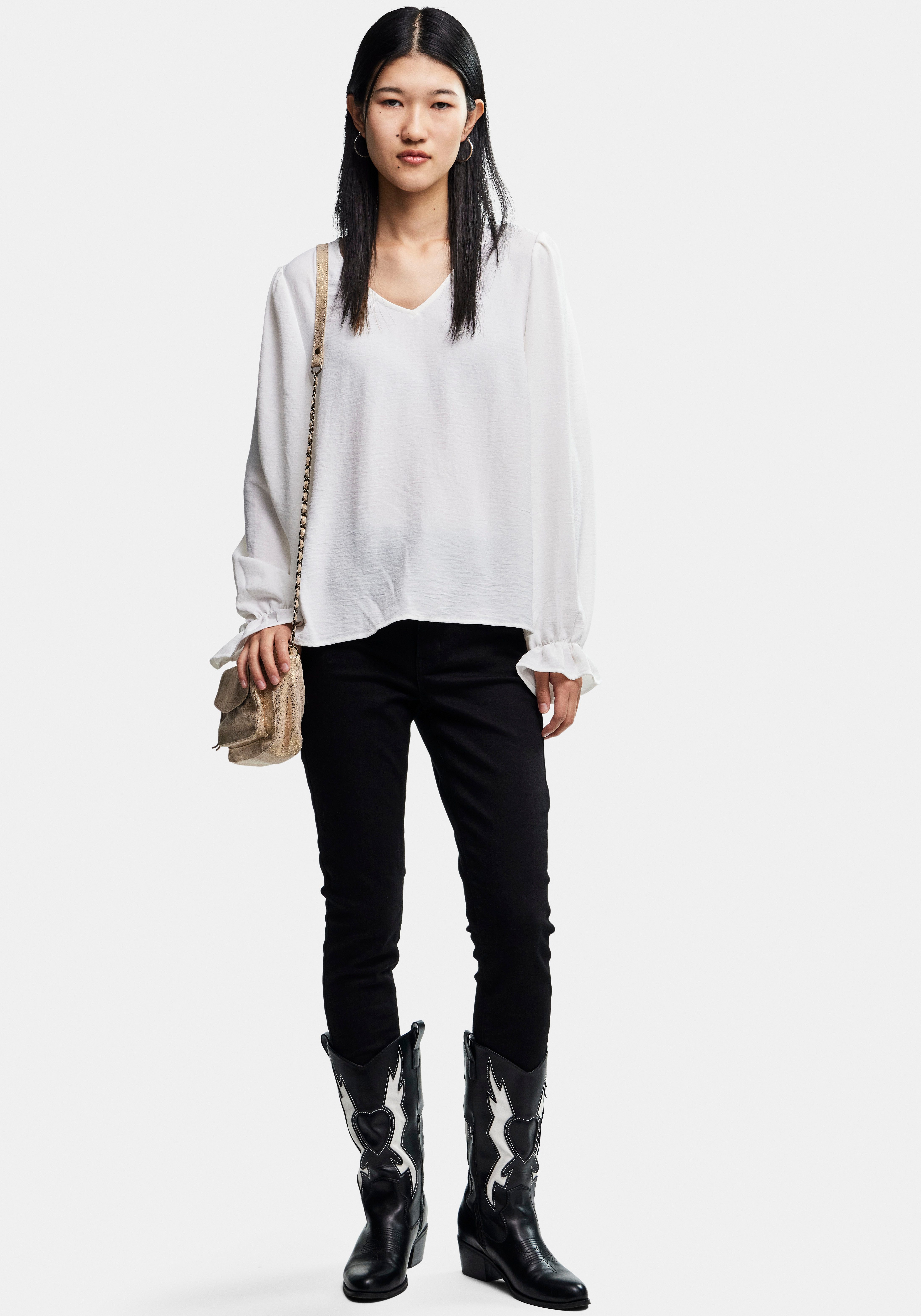 Pieces Shirt met lange mouwen PCTIFFANY LS V-NECK TOP NOOS BC