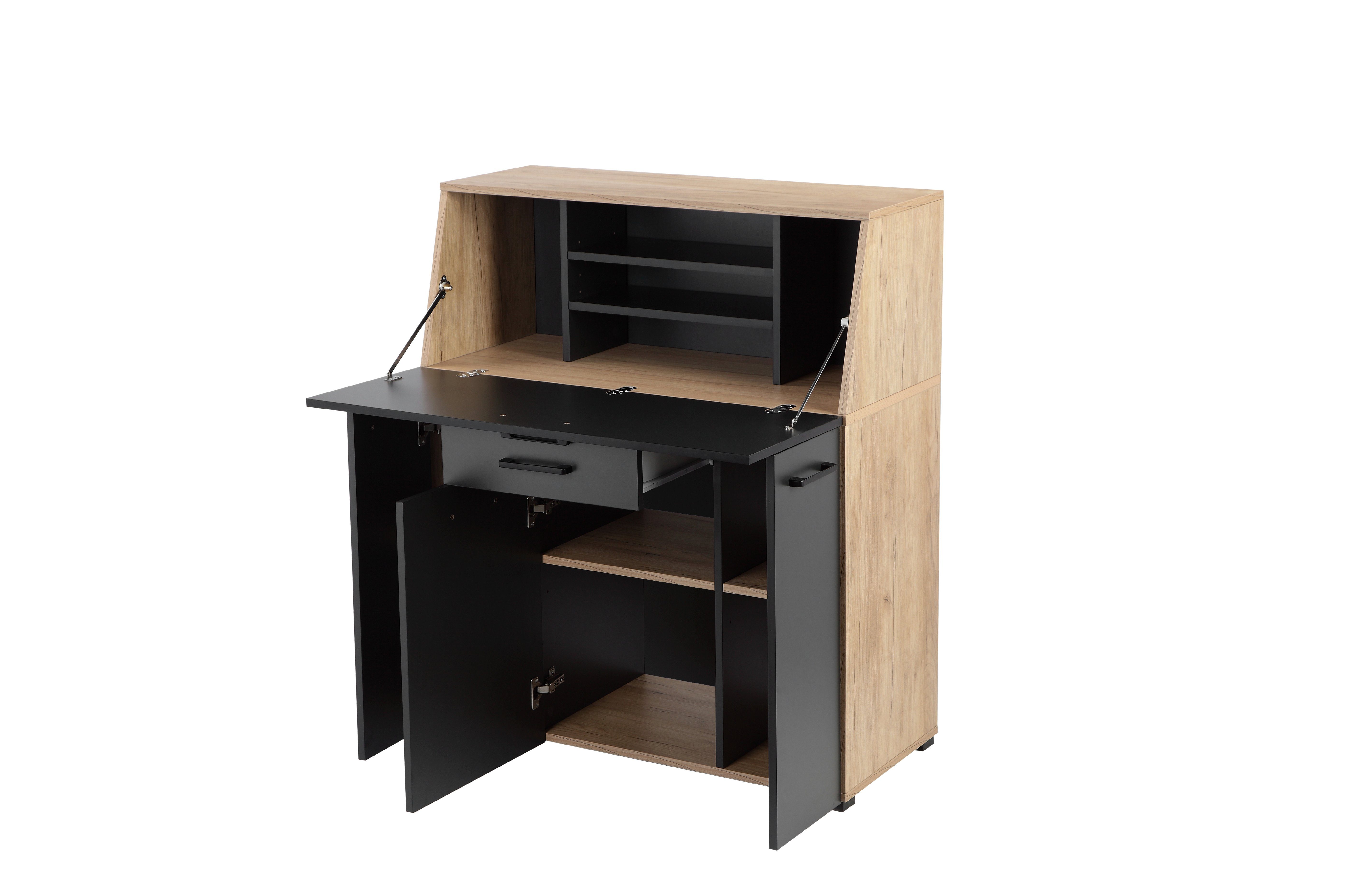 Places of Style Secretaire Moid, thuiswerk bureau, veel opbergmogelijkheden, compact & modern ontwerp, breedte 88,5 cm