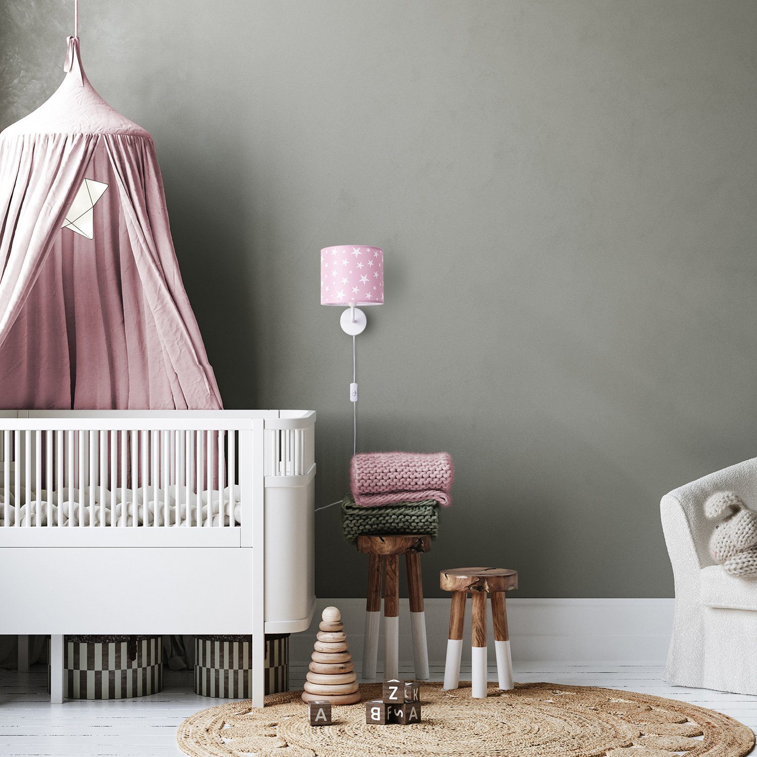 Paco Home Wandlamp Capri 315 Lamp kinderkamer babykamer âˆ…18cm sterren kabellengte 3m E14