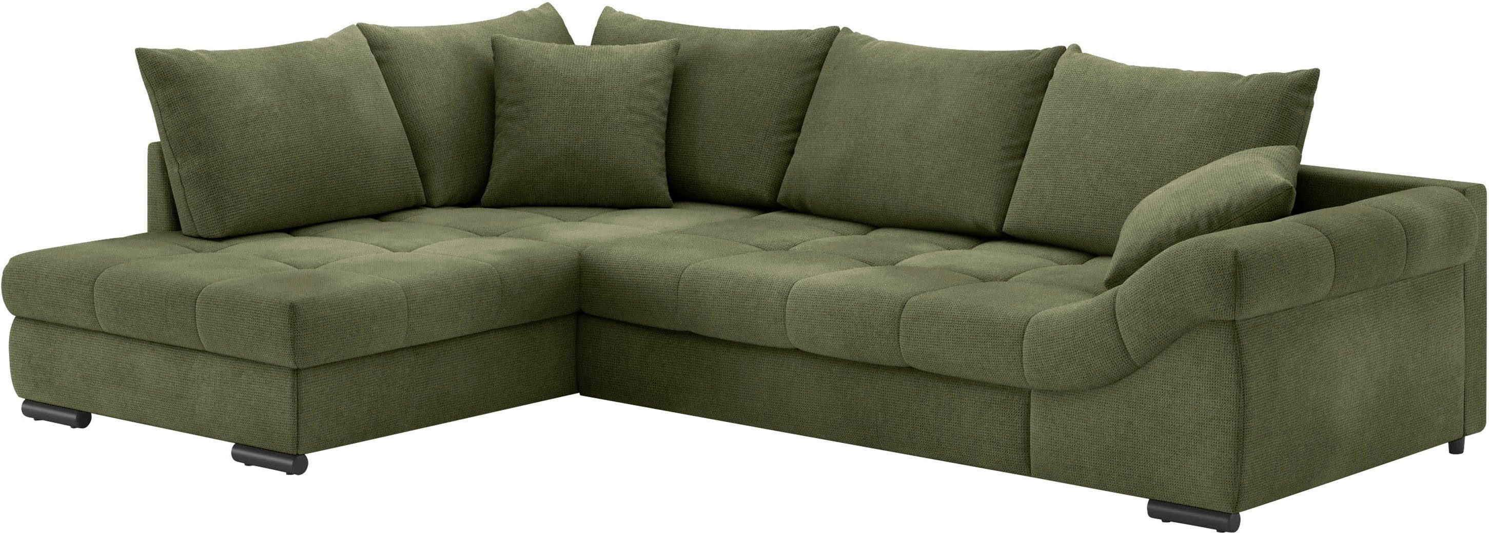 Mr. Couch Hoekbank Allegro, L-vorm met hoogslaper beduitbreiding, optioneel met koudschuim groen, hoekbanken, Ottomane links