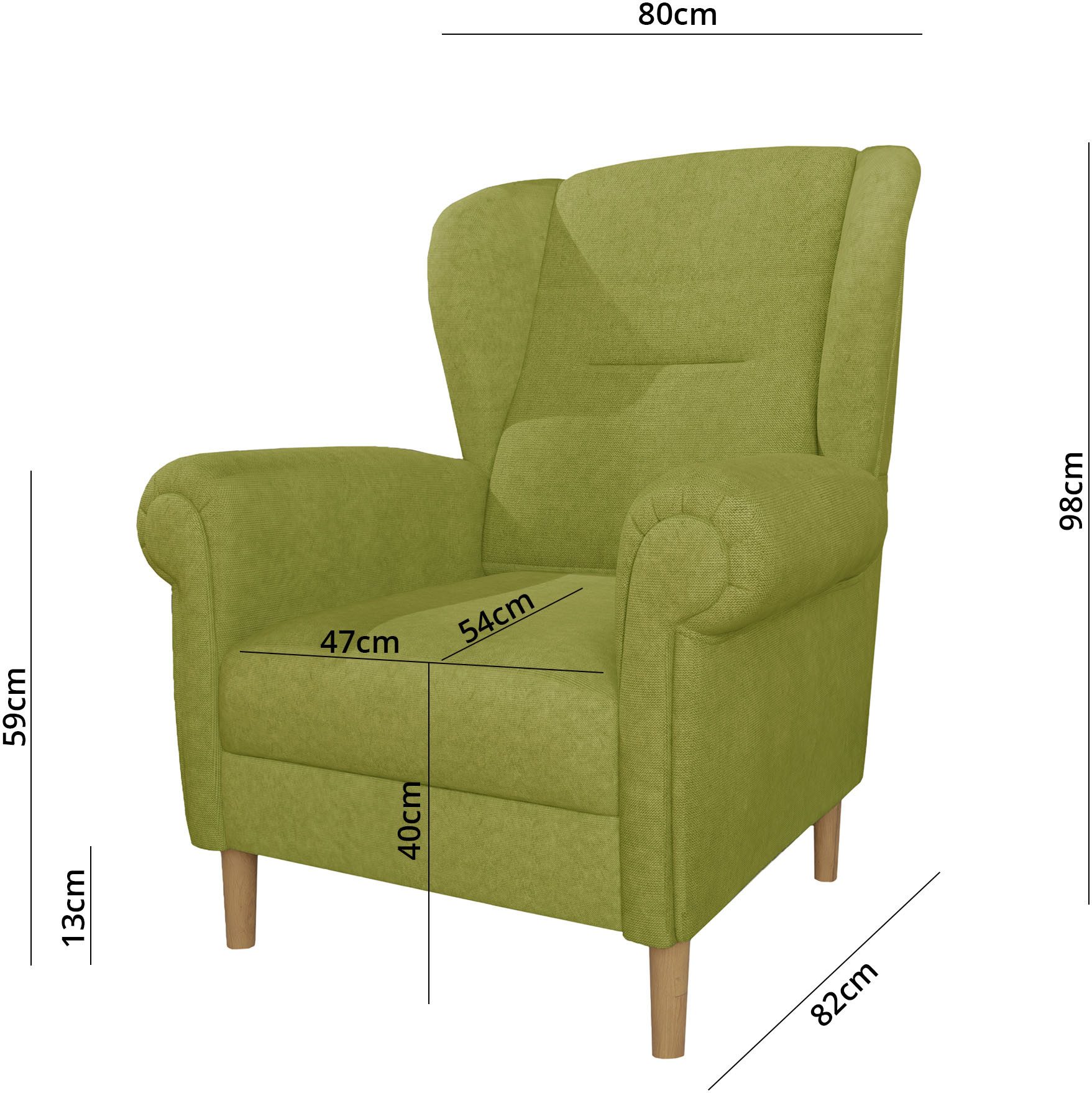 Home affaire Oorfauteuil OSTIANO BxDxH: 80x82x98 cm, fauteuil Uniek stuk, dikke gebogen armleuningen, effen en geruit