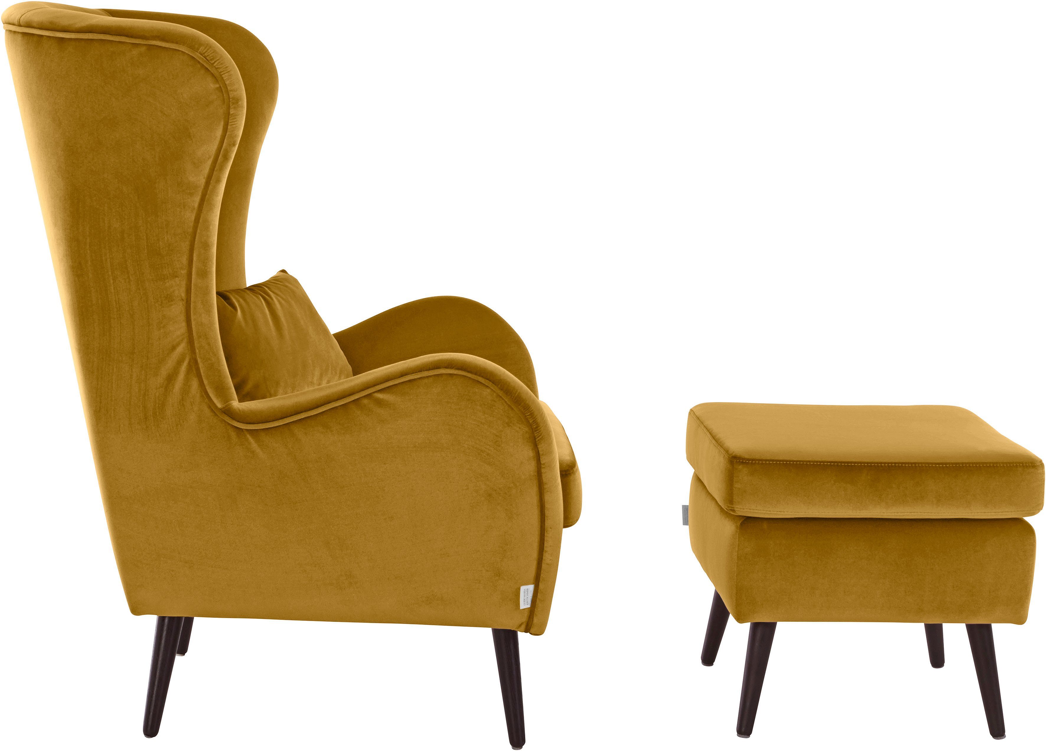 Guido Maria Kretschmer Home&Living Fauteuil Sallito, TV-stoel, oorfauteuil met Hocker, in veel stofkwaliteiten, ook in fluweelcord