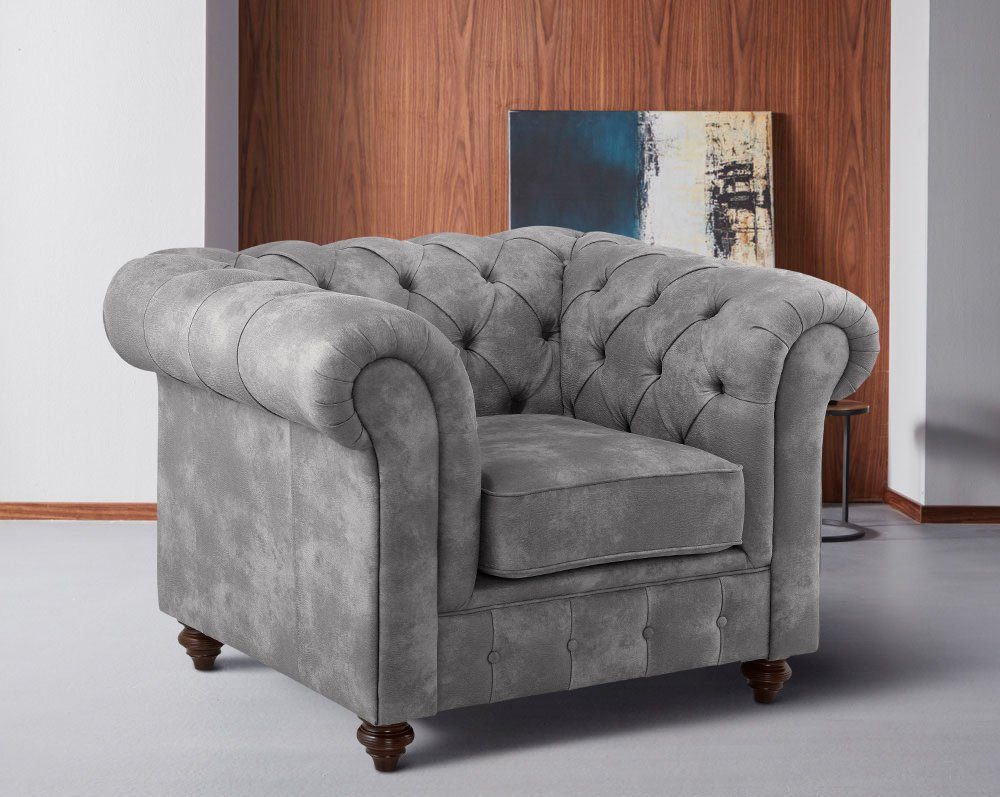 Home affaire Fauteuil Chesterfield B/D/H: 105/69/74 cm met hoogwaardige knoopdetails, ook in leer