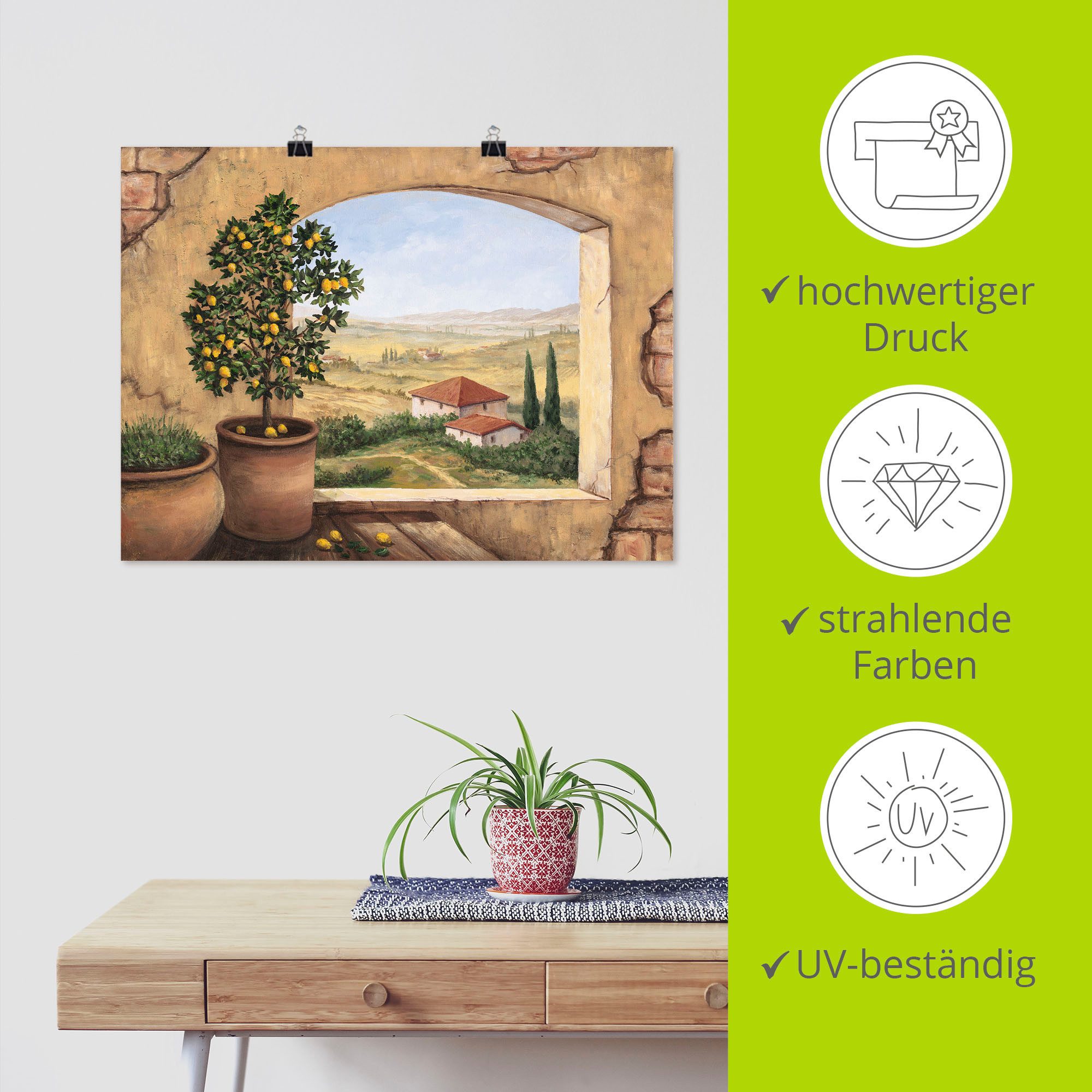 Artland Artprint Raam in Toscane als artprint van aluminium, artprint voor buiten, artprint op linnen, poster, muursticker