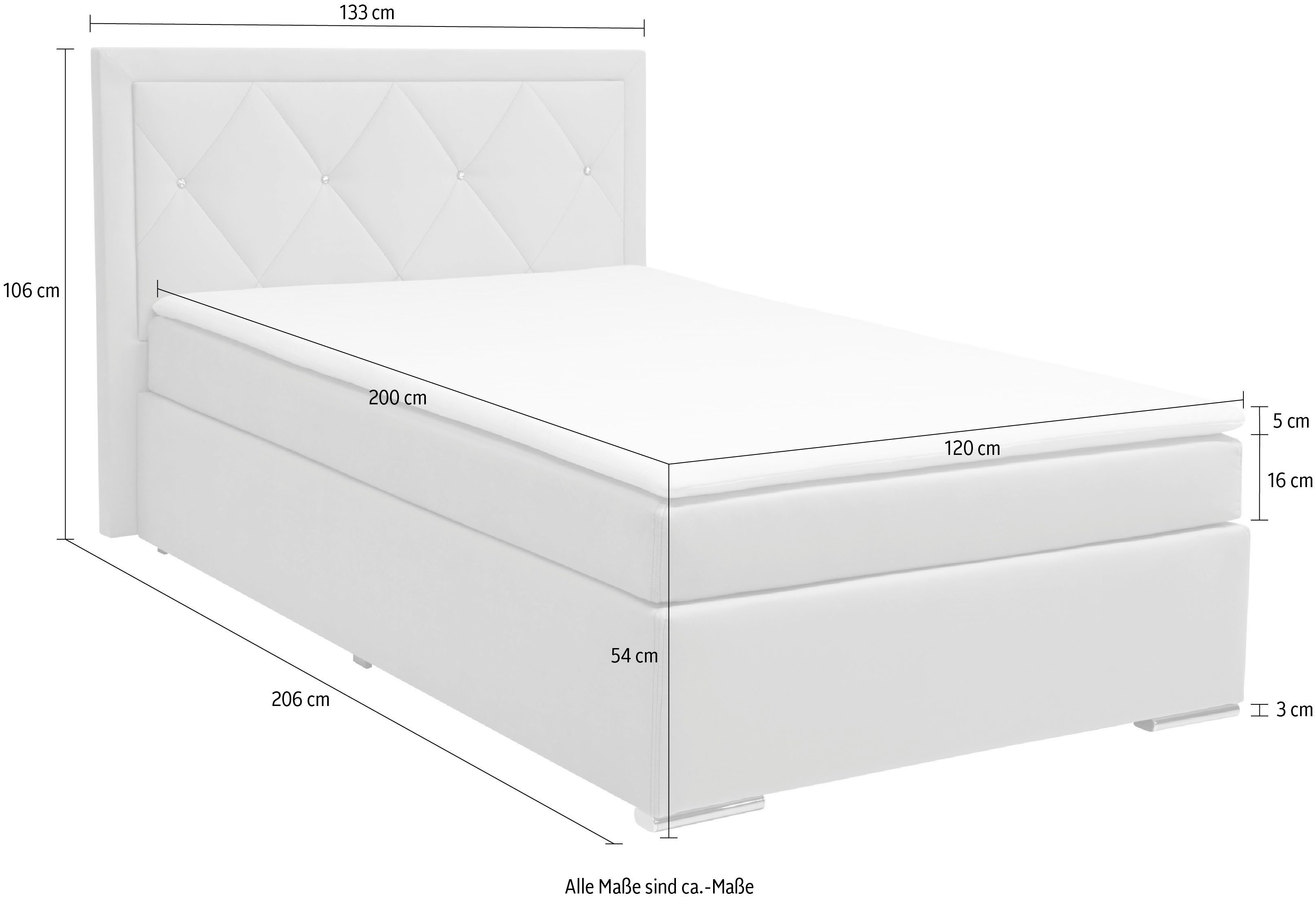 Leonique Boxspring Alfie, bestseller, optioneel met bedlade met strassteentjes in het hoofdbord, h2, h3 en h4 ter keuze