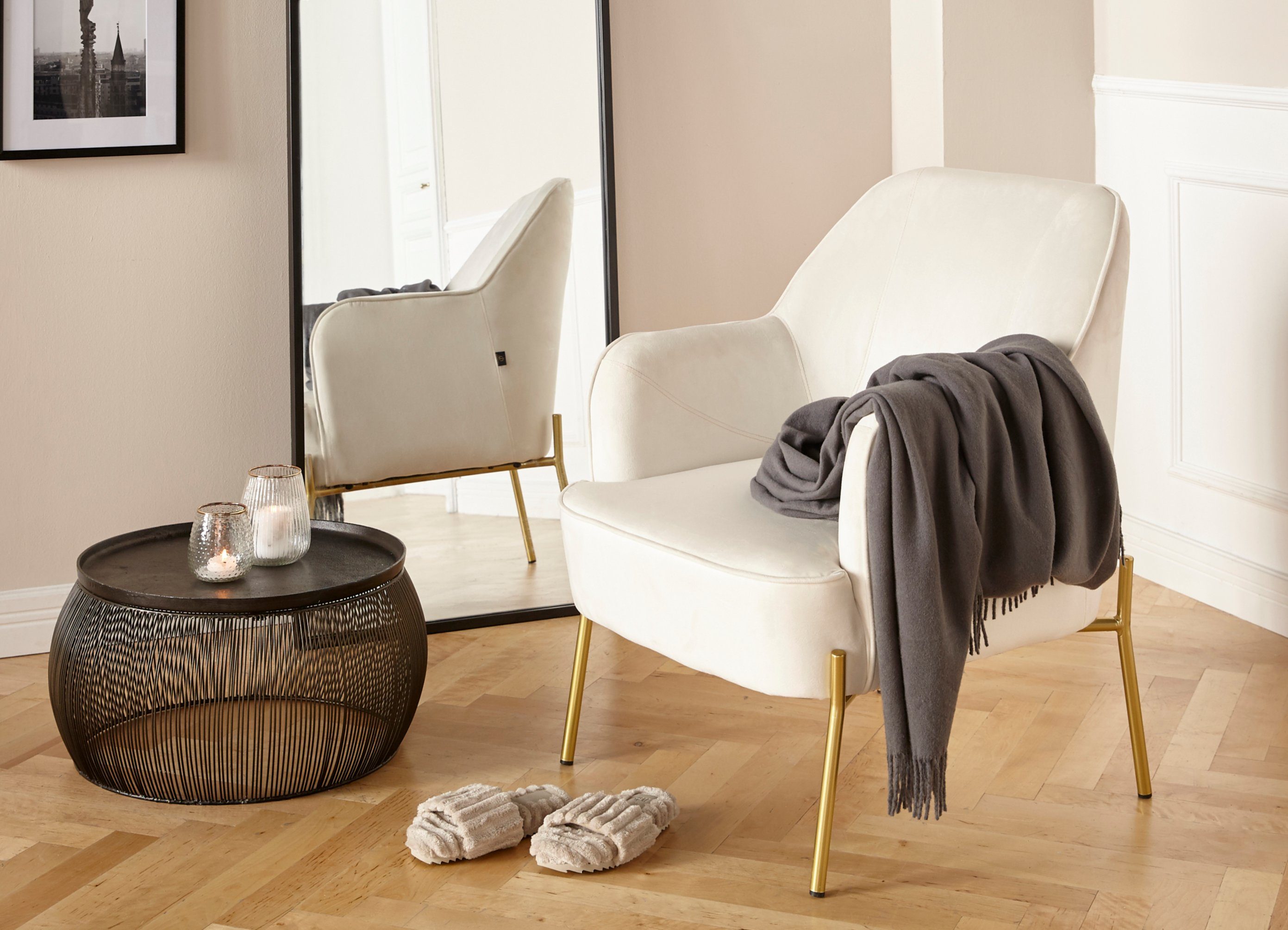 Leonique Fauteuil Runa Fluwelen bekleding, in vier kleurvarianten, zithoogte 44 cm
