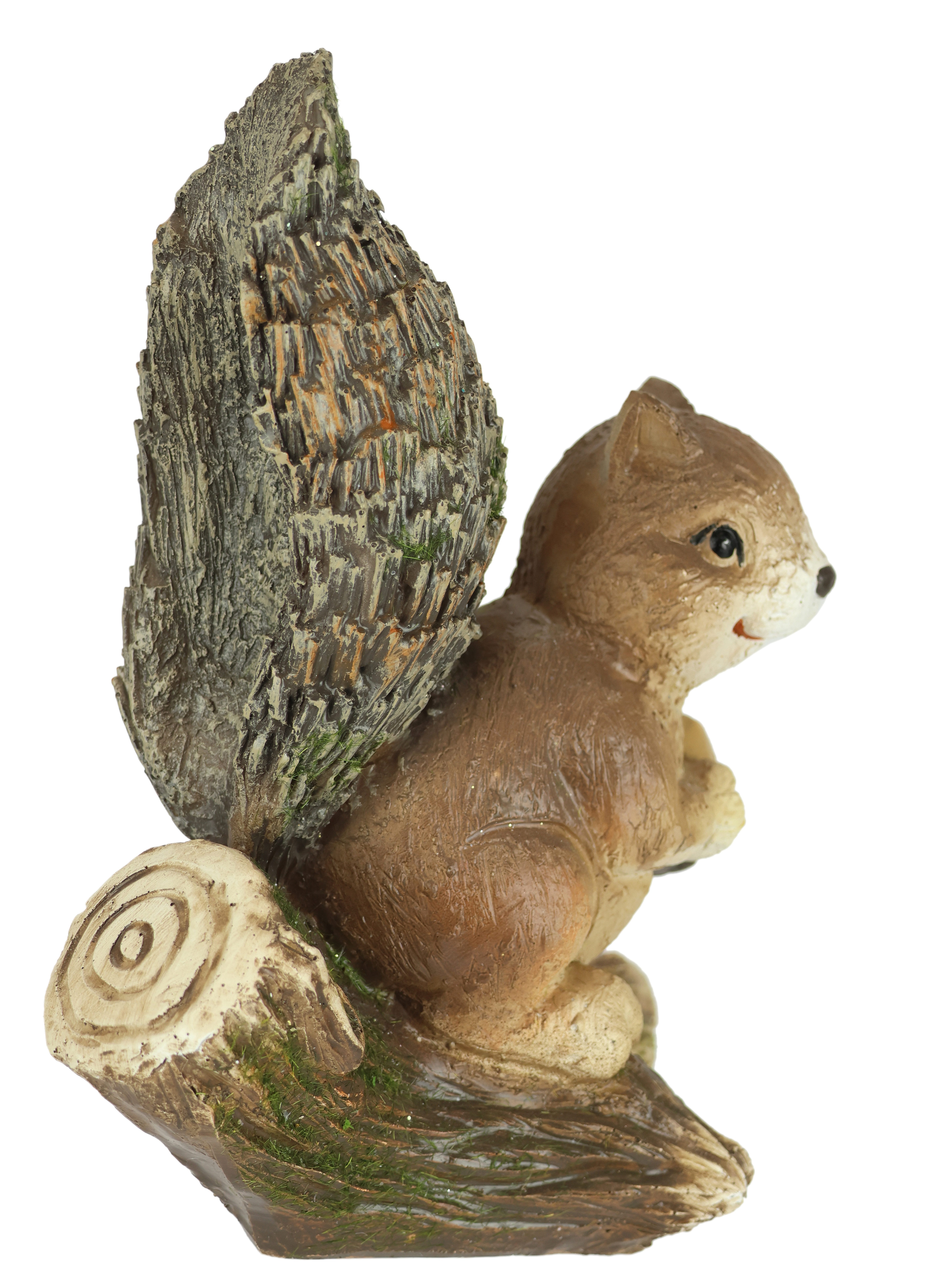 I.GE.A. Decoratief figuur Eekhoorn op boomstam Dierfiguur tuin decoratie herfstdecoratie winterdecoratie standbeeld dierfiguur sculptuur (1 stuk)