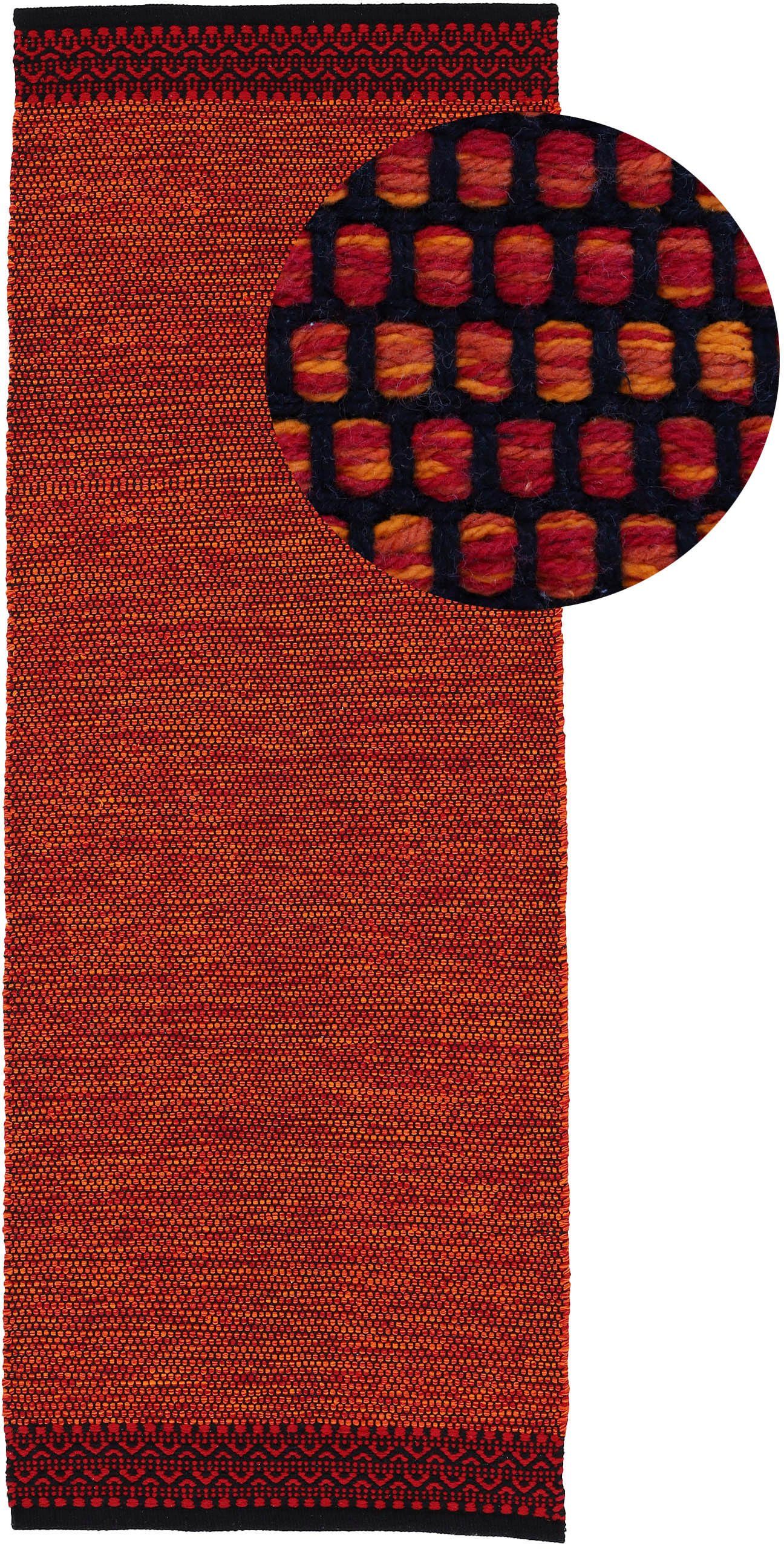 carpetfine Loper Kelim Mia Katoenen tweezijdig te gebruiken kleed lopers maat 80 cm x 500 cm x 6 mm rood