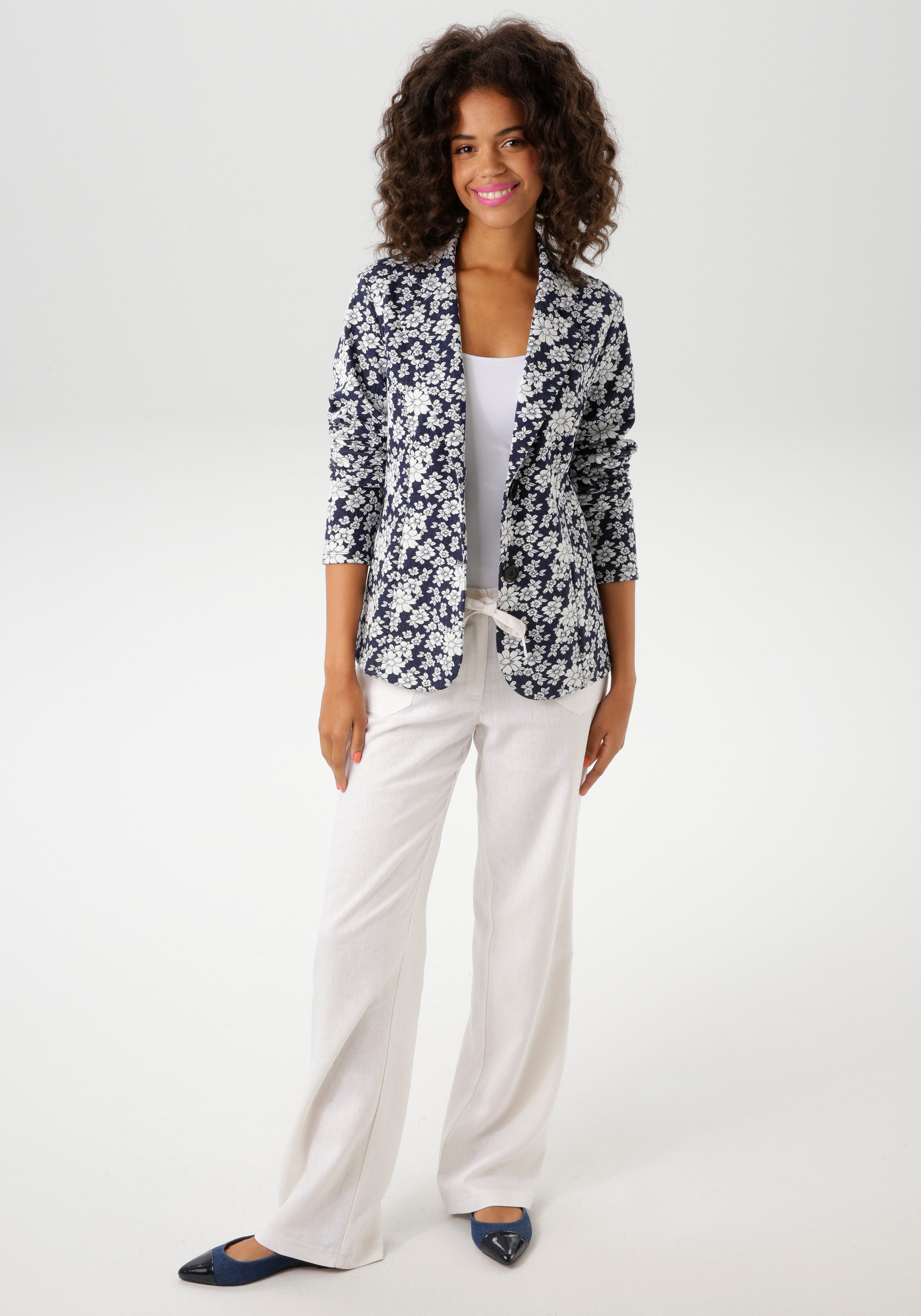 Aniston CASUAL Sweatblazer met expressief bloemenpatroon - nieuwe collectie