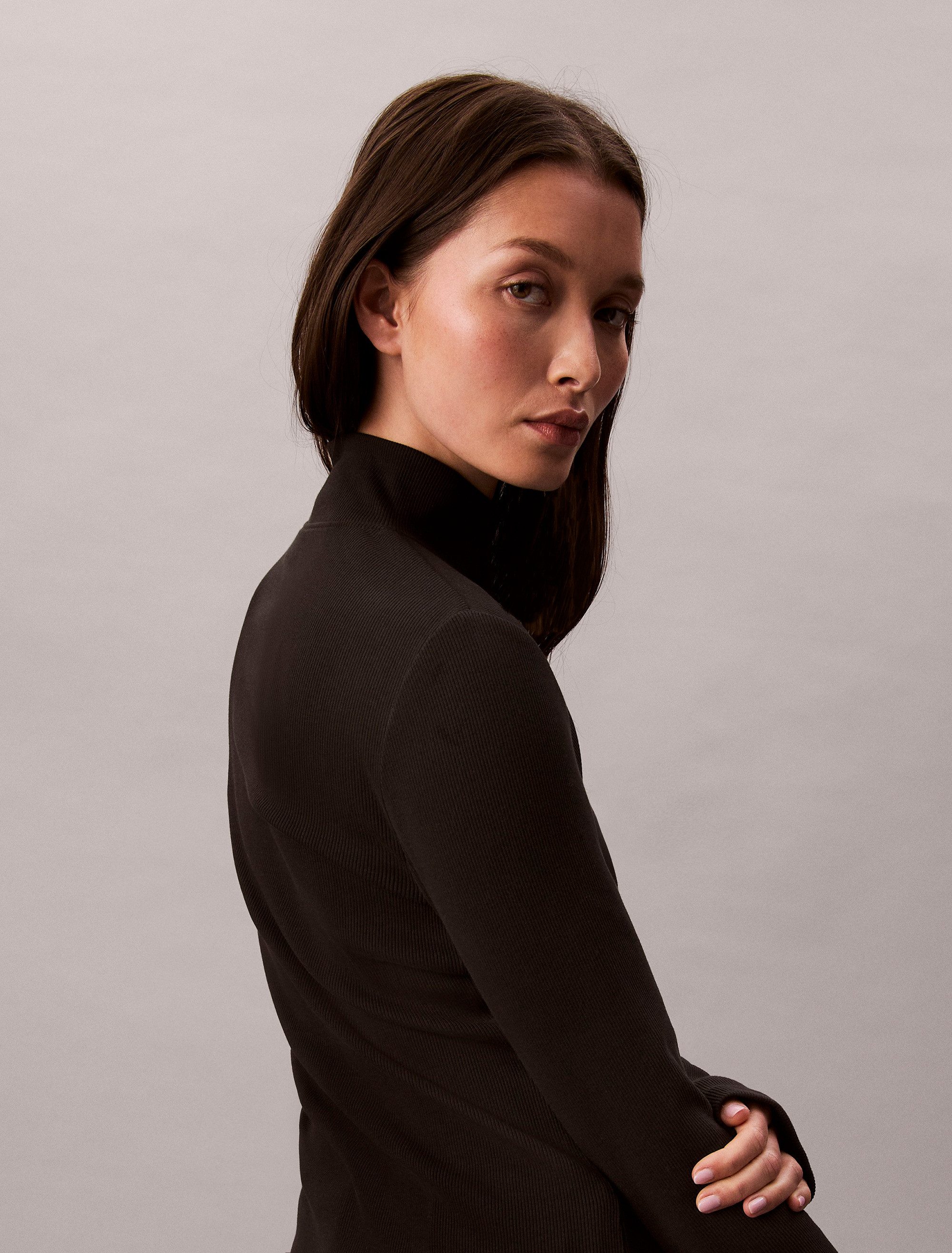 Calvin Klein Shirttop LS WOVEN LABEL TURTLENECK