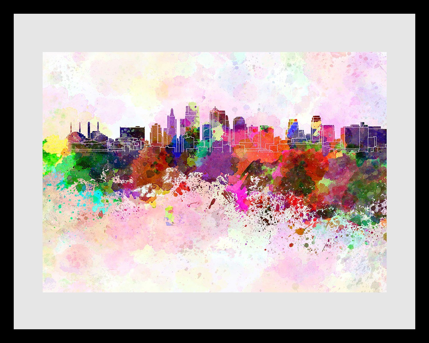 queence Wanddecoratie City Color Splash HD premium posterdruk incl. houten lijst (1 stuk)