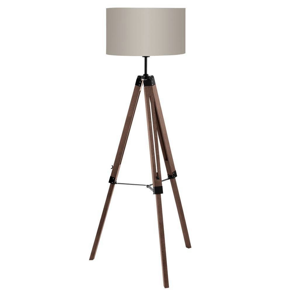 EGLO Staande lamp LANTADA Vloerlamp, donkerbruin en taupe, met schakelaar, FSC gecertificeerd, E27 (1 stuk)