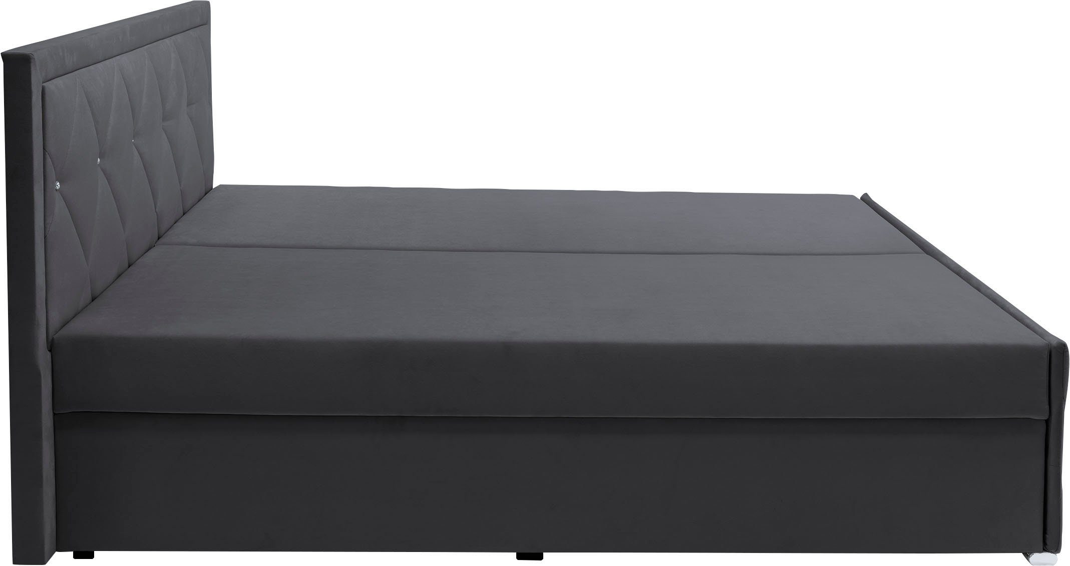 Leonique Boxspring Alfie, bestseller! Inclusief bedlade & topper Optioneel met knoopstiksels of strassstenen, H2, H3 en H4 verkrijgbaar