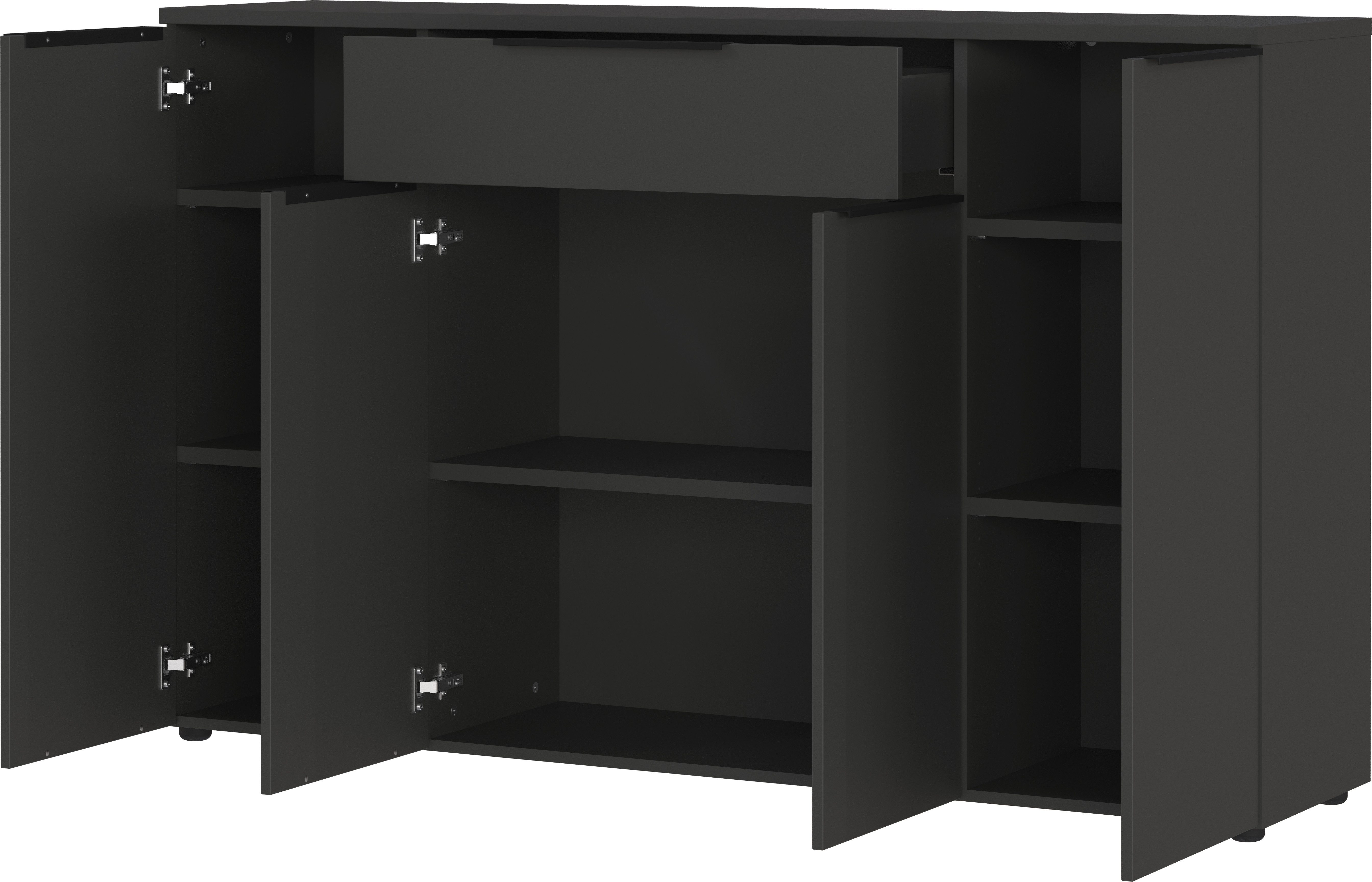 GERMANIA Kantoormeubelset Milaan incl. bureau, kastje op wieltjes, roomdivider en dressoir (4-delig)