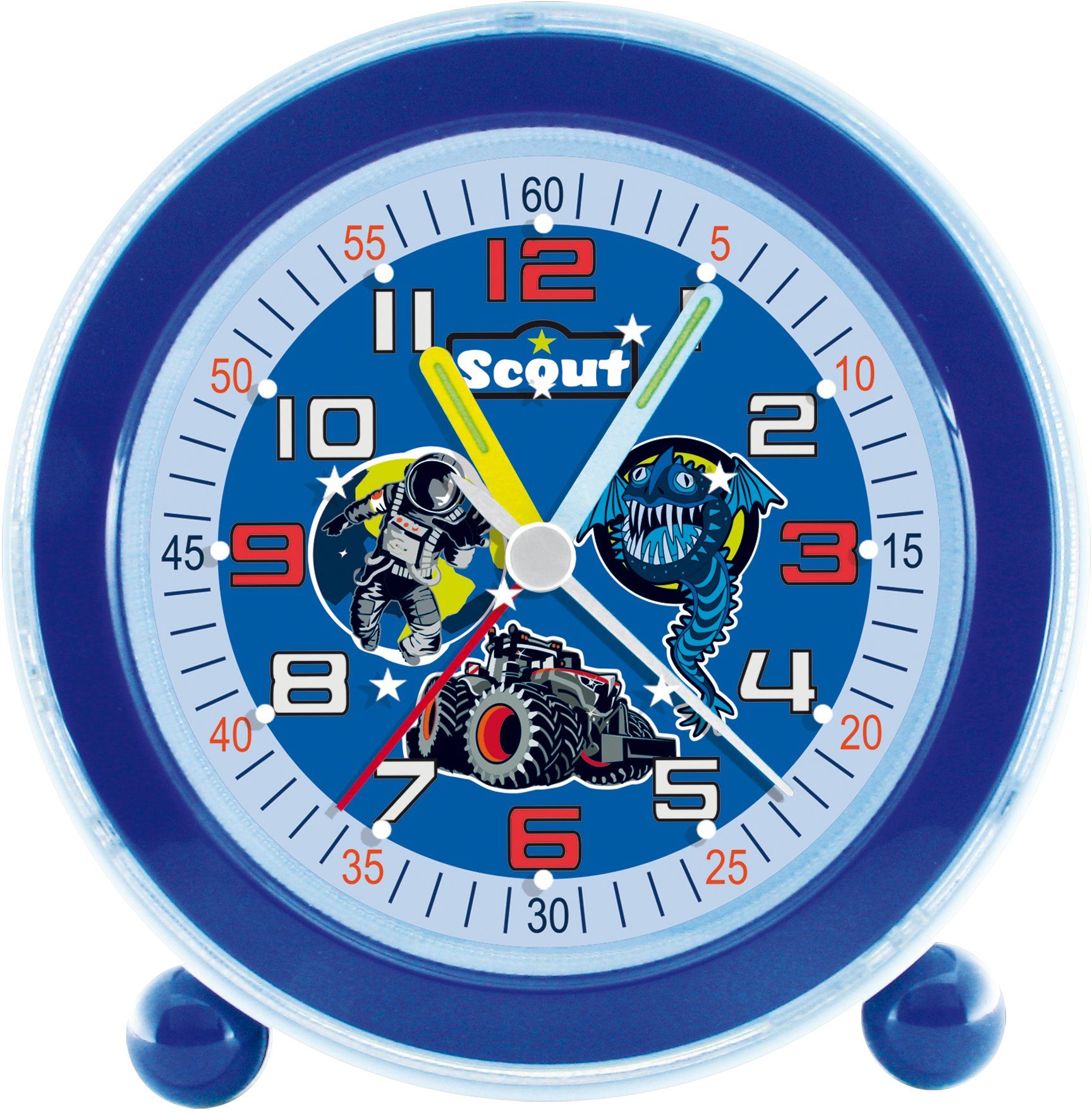 Scout Kwarts-wekker NightLight, 280001039 Leerklok, ook ideaal als cadeau schoolspullen blauw