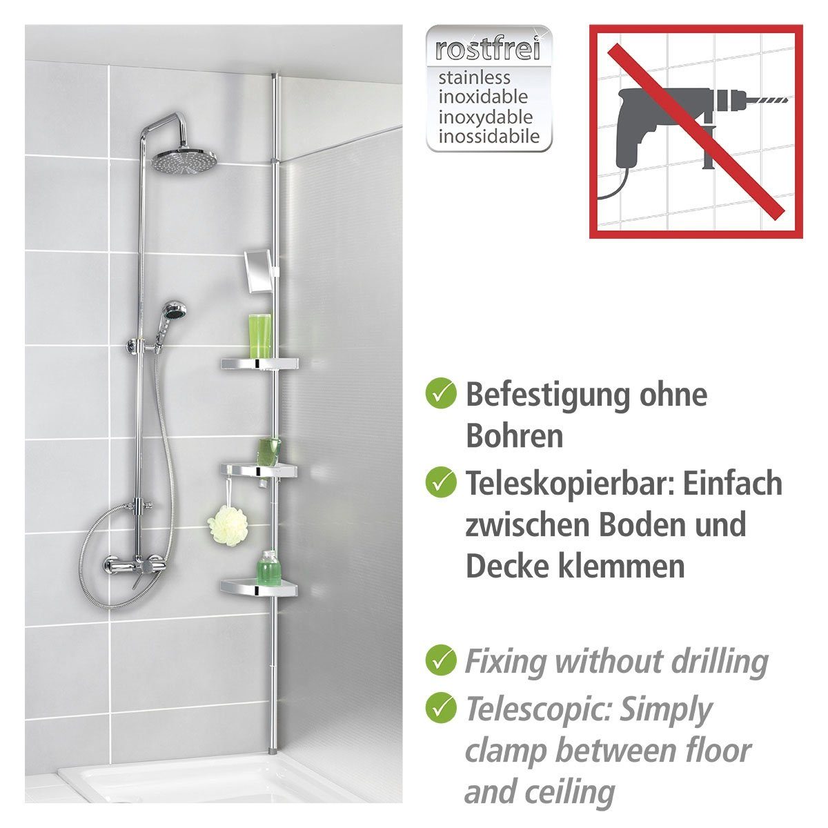 WENKO Telescooprek Premium 3 plateaus, 1 spiegel