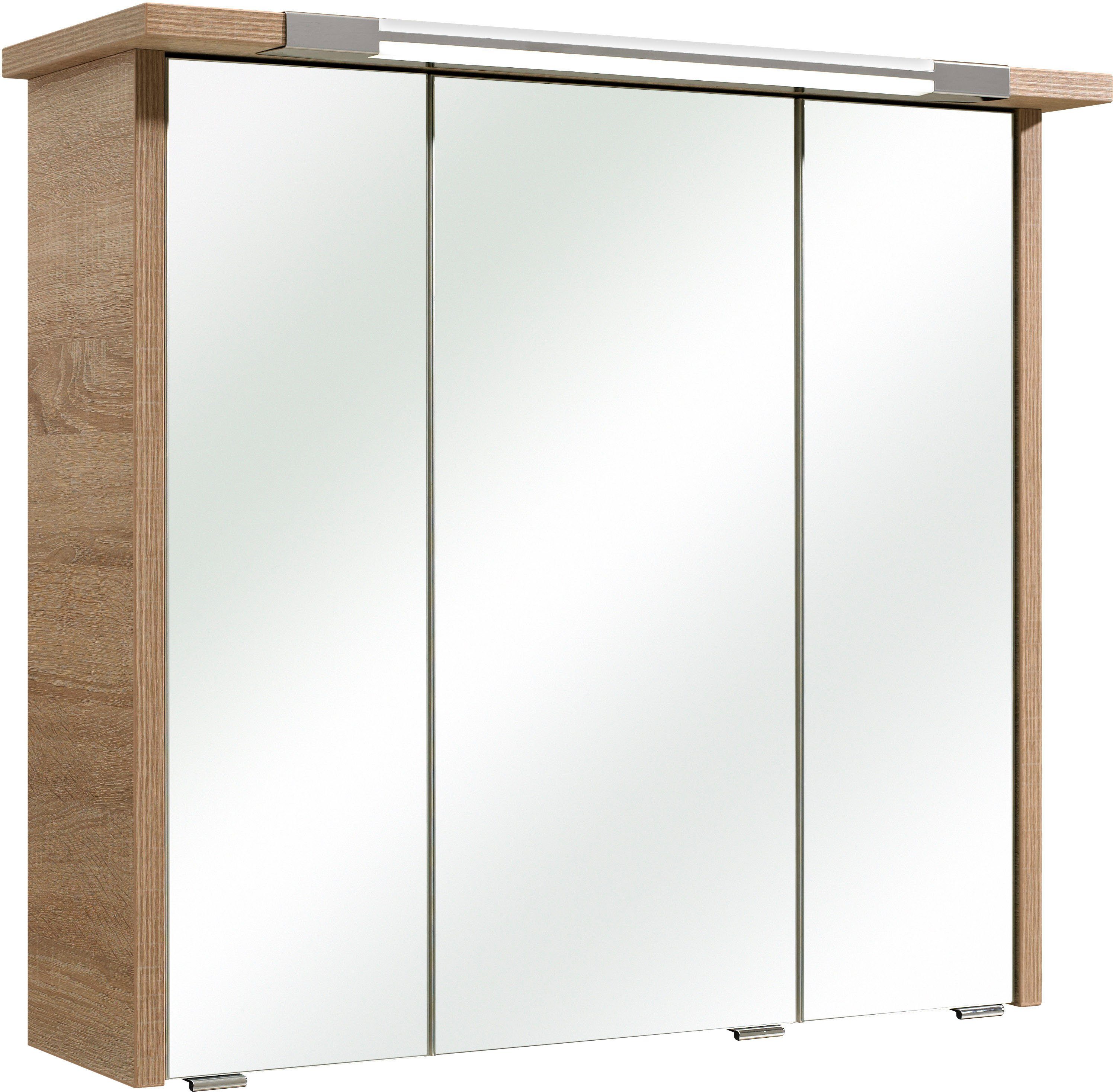 Saphir Badkamerserie Quickset 382 5-delig, keramieken wastafelonderkast met led-spiegelkast Halfhoge kast, onderkast, hangend kastje, inclusief deurdemper, 8 deuren (6-delig)