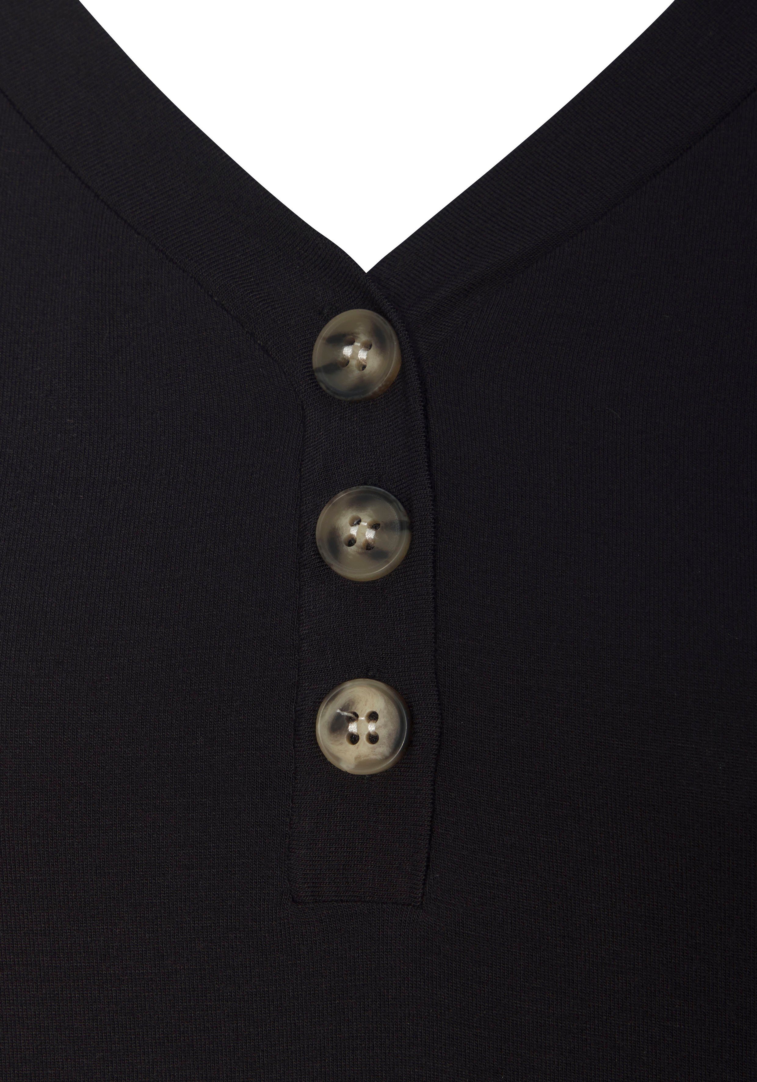 Lascana Shirt Met sierknoopsluiting van zachte viscose-stretch