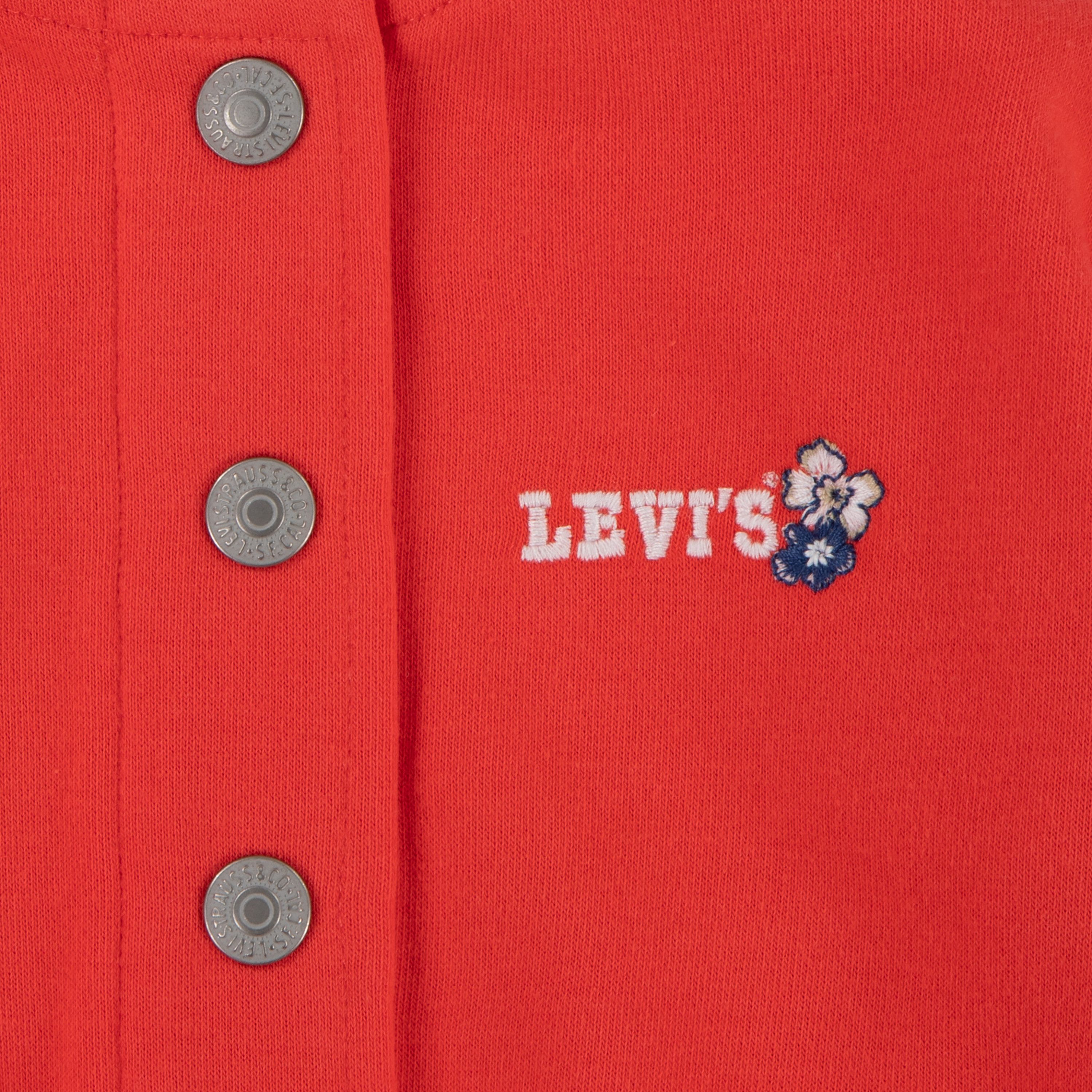 Levi's Kidswear Shirt broek jas LVG BOMBER TEE AND WIDE PANT S met bloemenborduursel, colorblock-design (set, 3-delig, 3-delig)