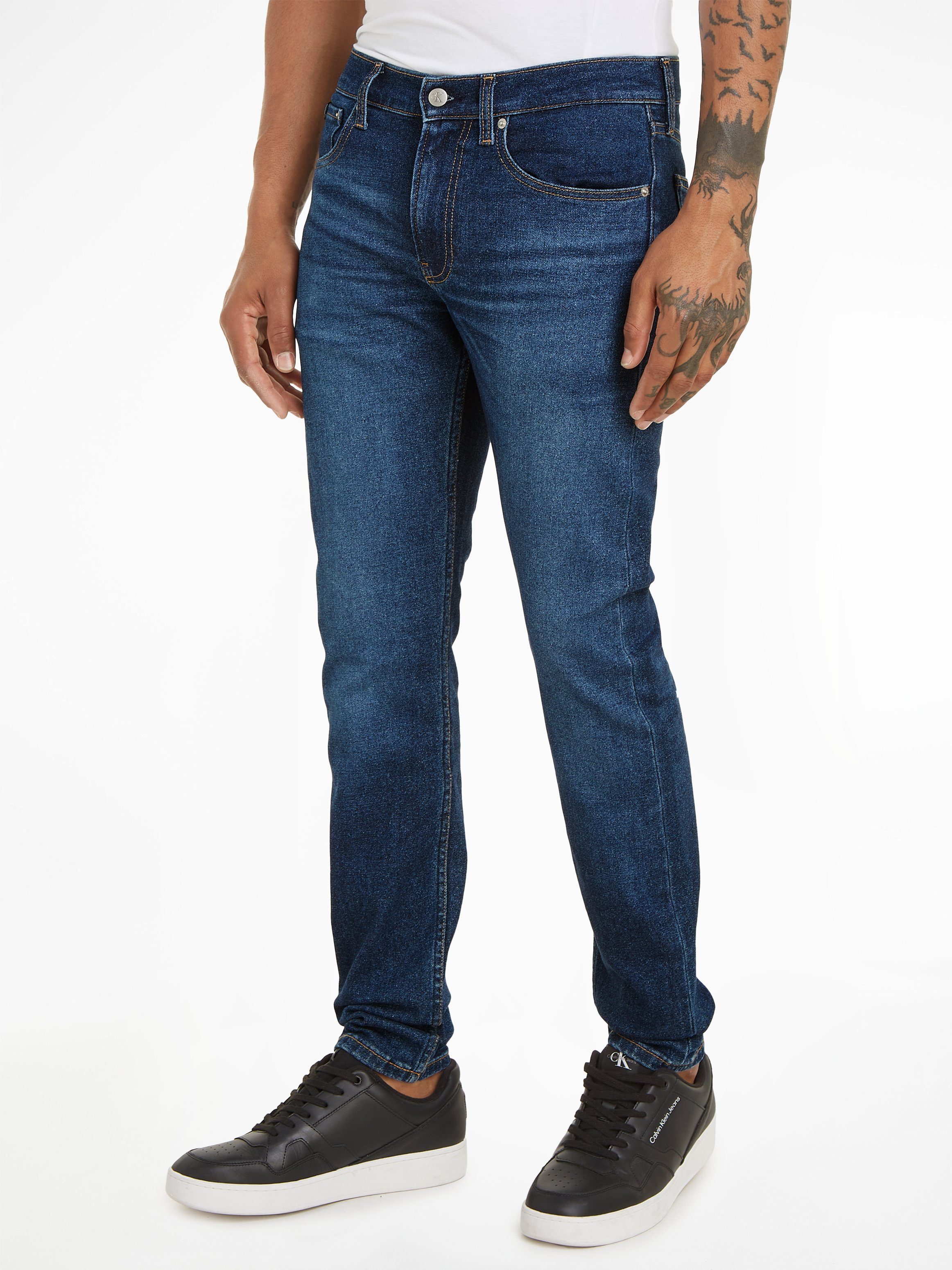 calvin klein slim fit jeans slim taper in een klassiek 5-pocketsmodel blauw