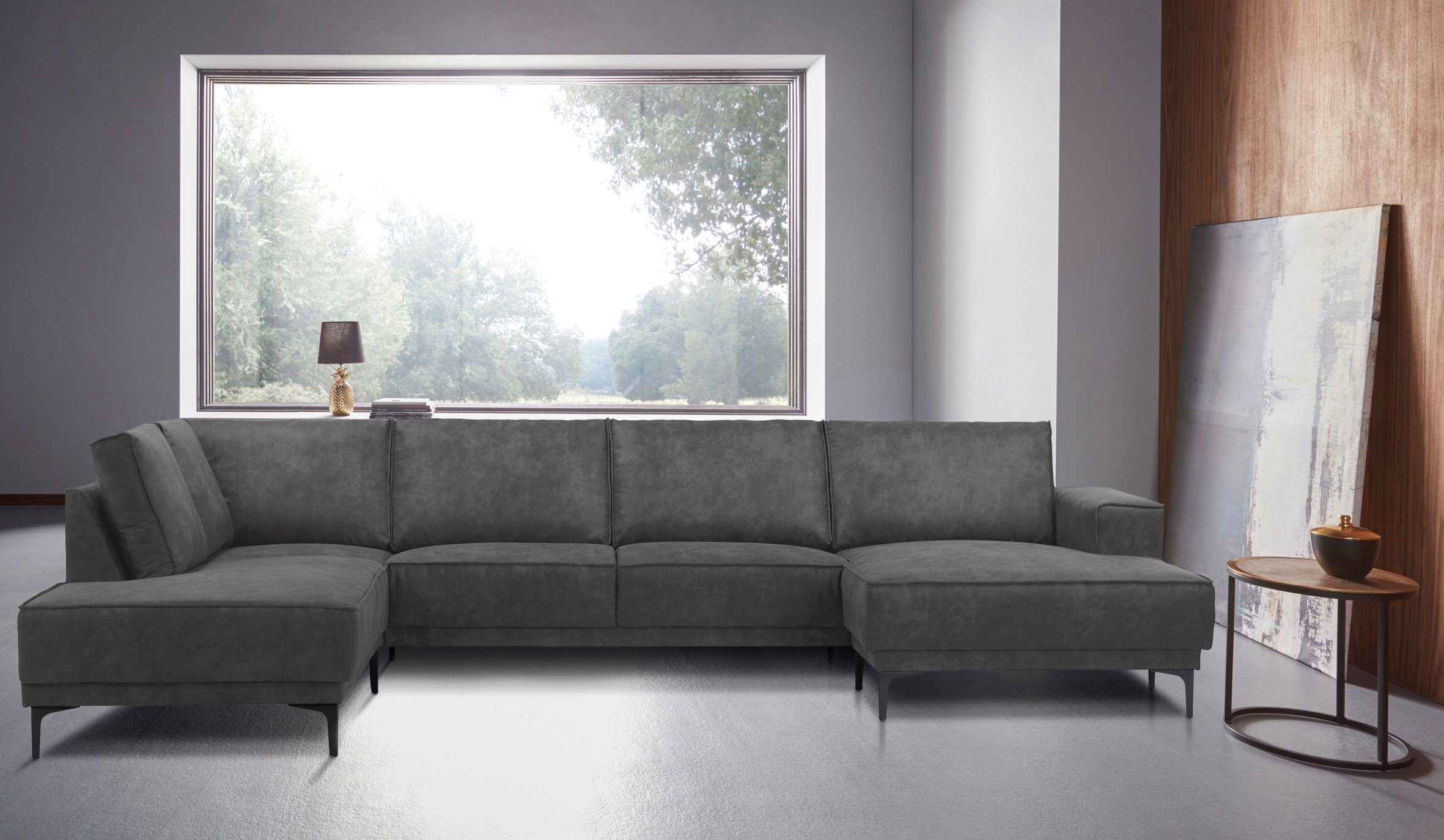 Places of Style Zithoek XXL bank Oland, structuur, platweefsel, luxe microvezel, bouclé