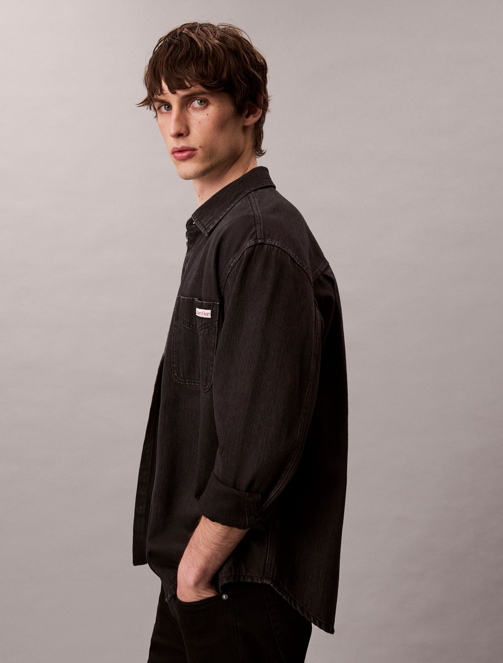 Calvin Klein Overhemd met lange mouwen CLASSIC 205 BLACK OVERSHIRT