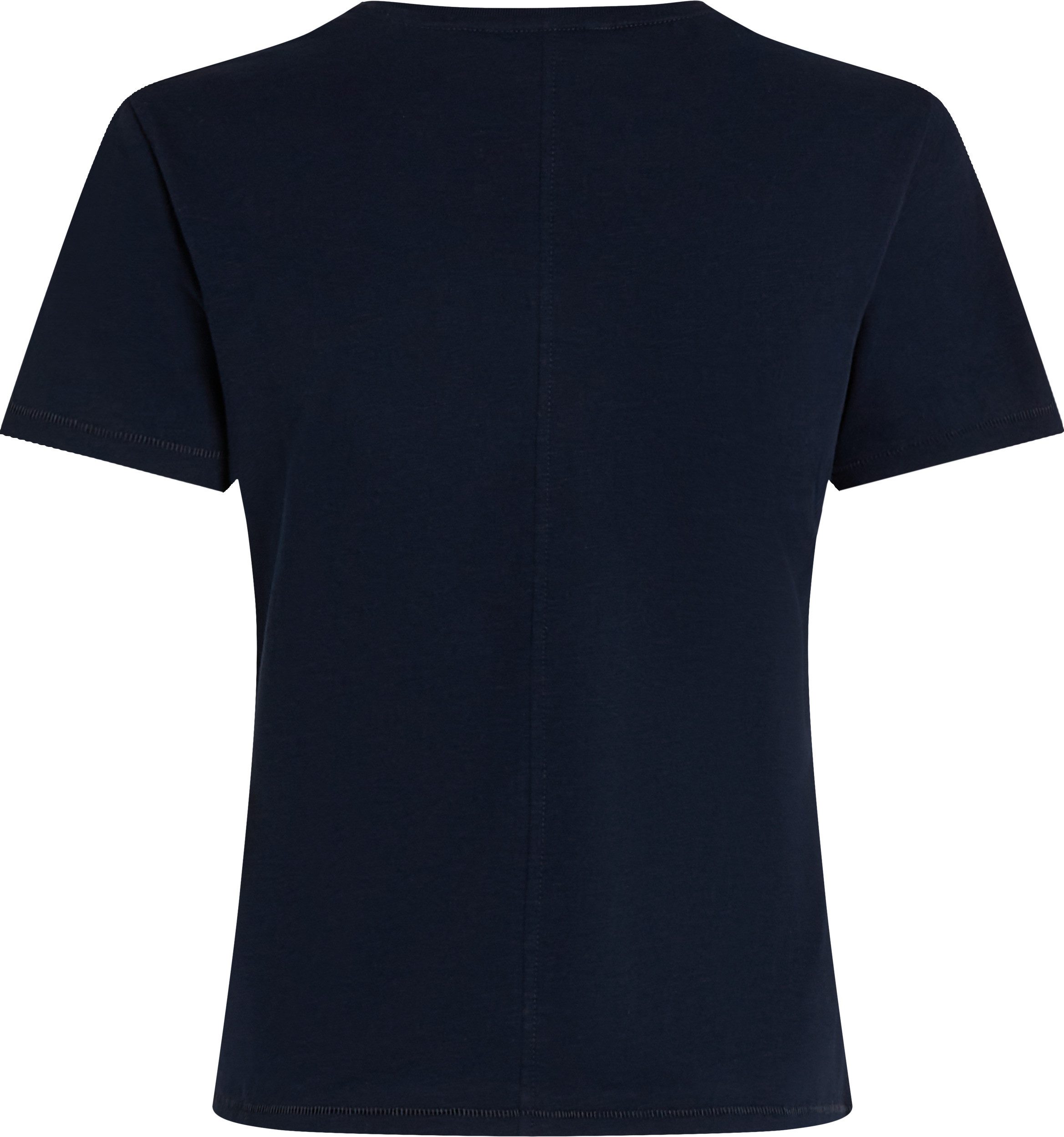 Tommy Hilfiger Shirt met ronde hals SLUB REG C-NK SS met vlamgaren structuur, met logoborduurwerk